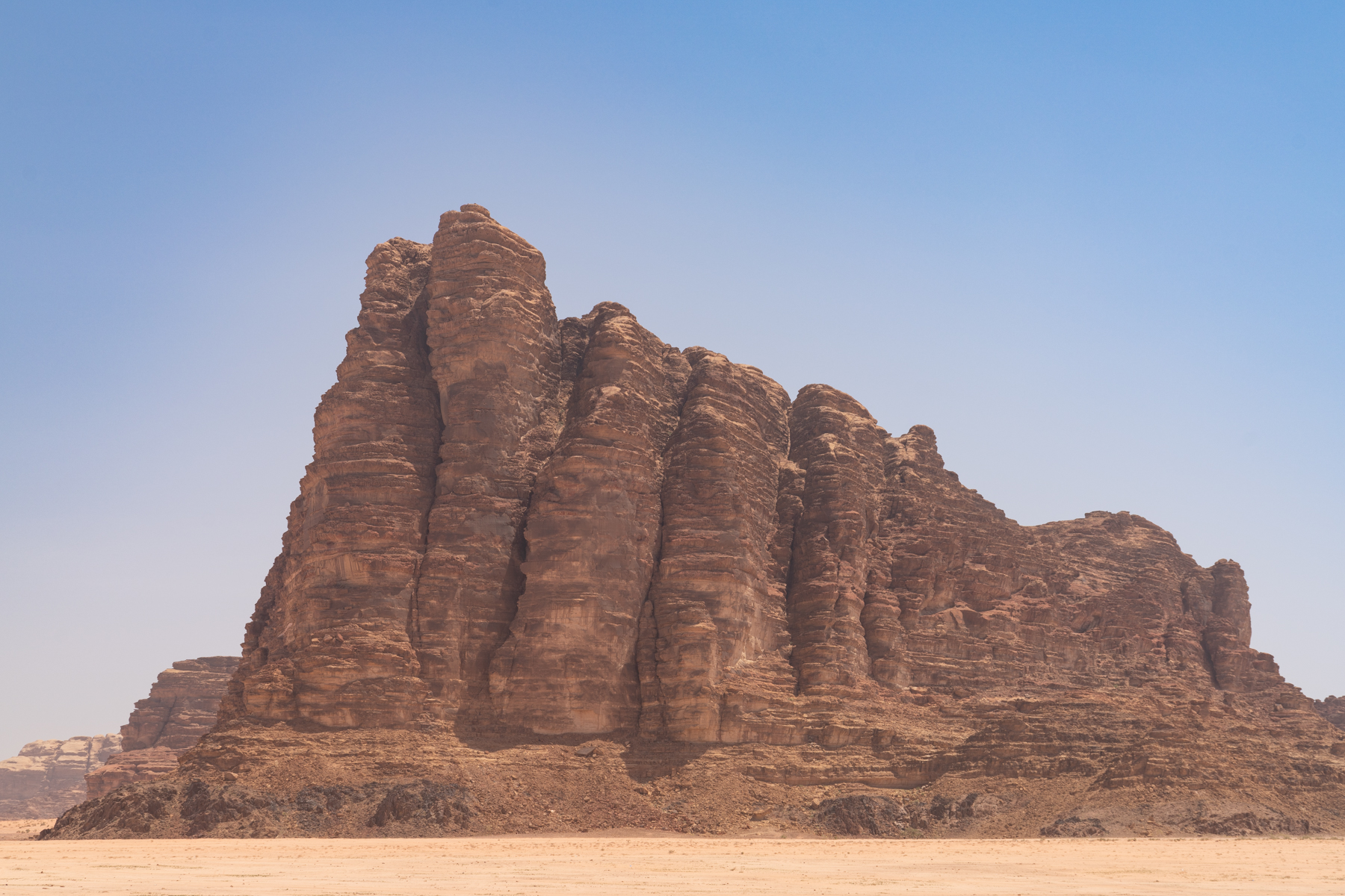 Seven Pillars of Wisdom on the edge of the Wadi Rum Desert.