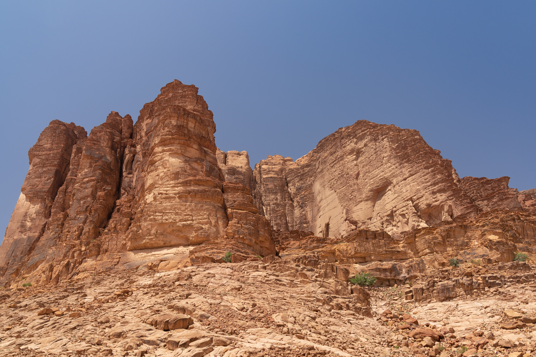 Cliffs near Lawrence's Spring in the Wadi Rum Desert.
