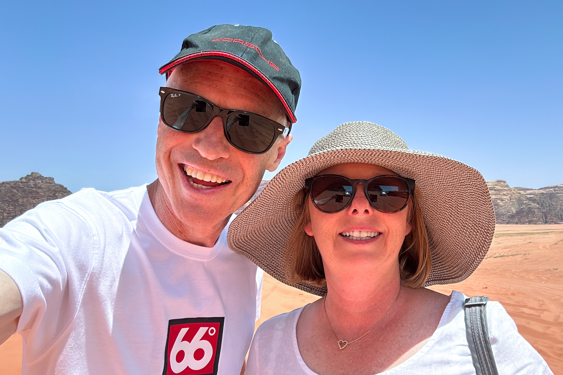 Keith and Andrea at Lawrence's Spring in the Wadi Rum Desert.