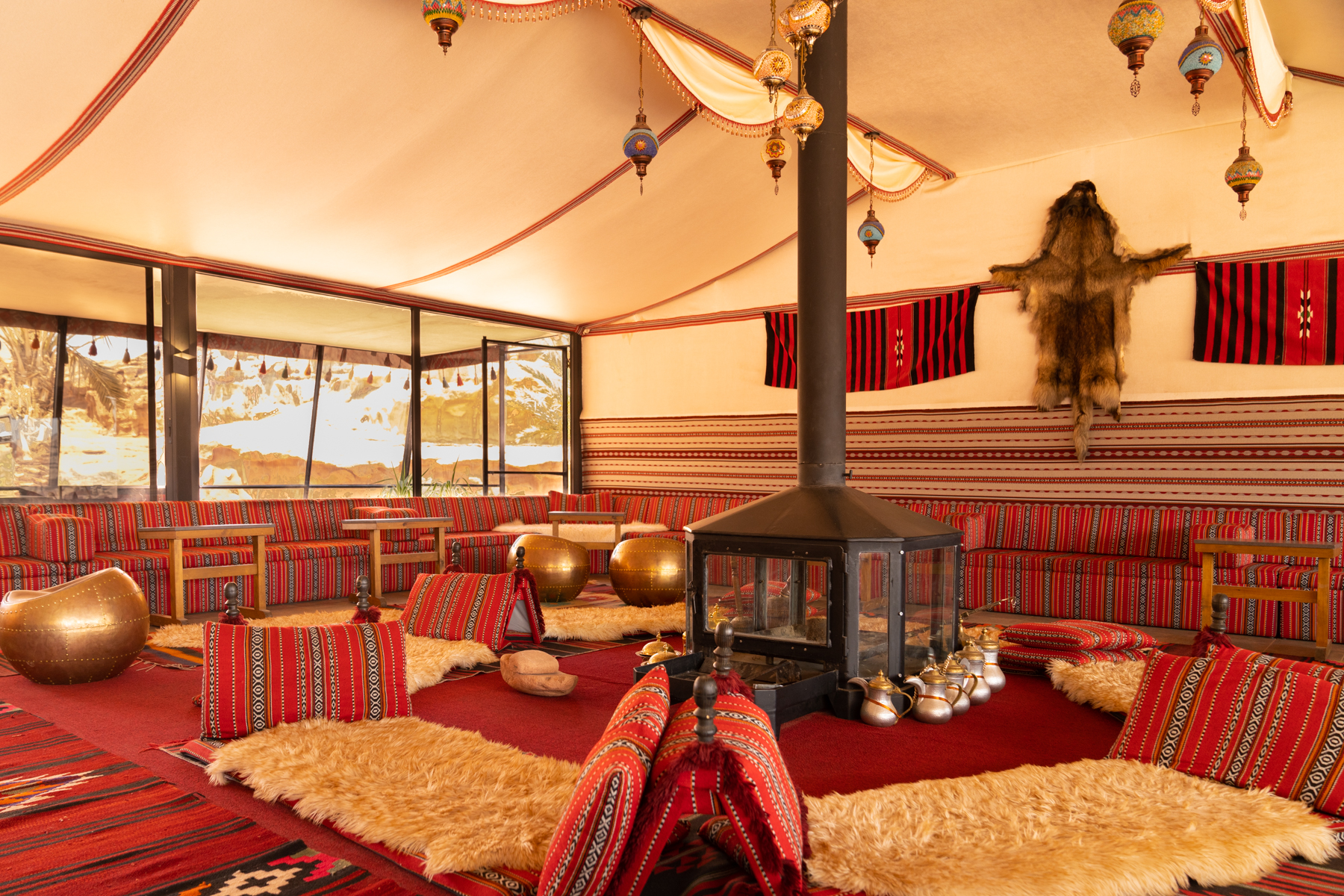 The lounge at Palmera Camp Wadi Rum.
