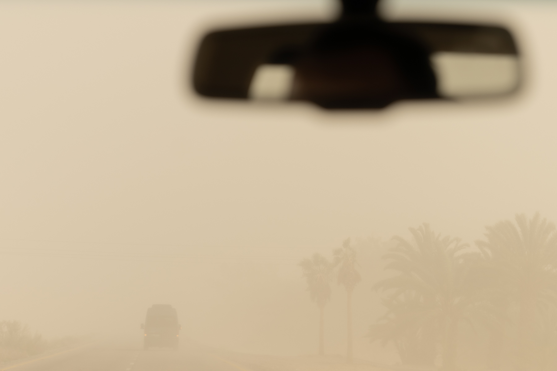 Driving though a sandstorm.