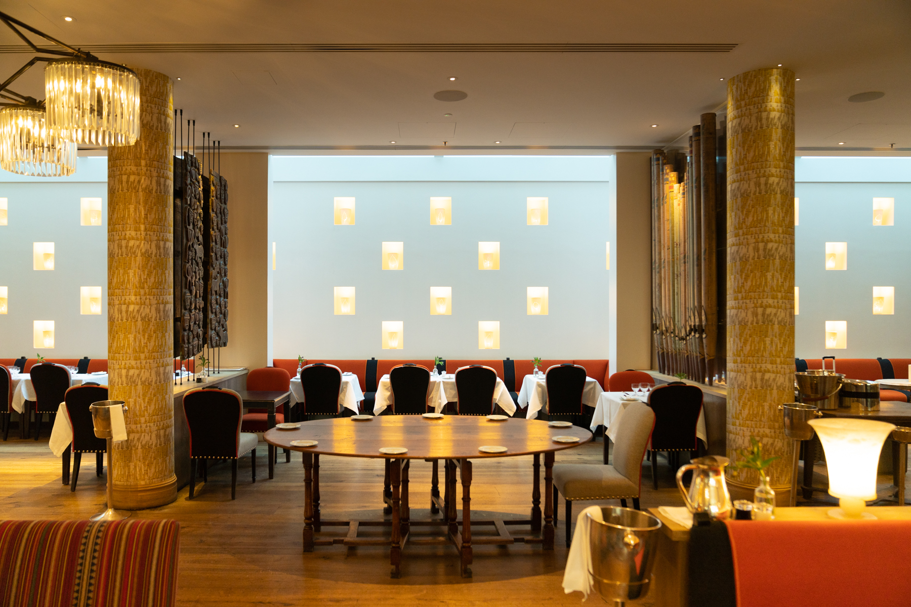 The breakfast room at the Ham Yard Hotel.