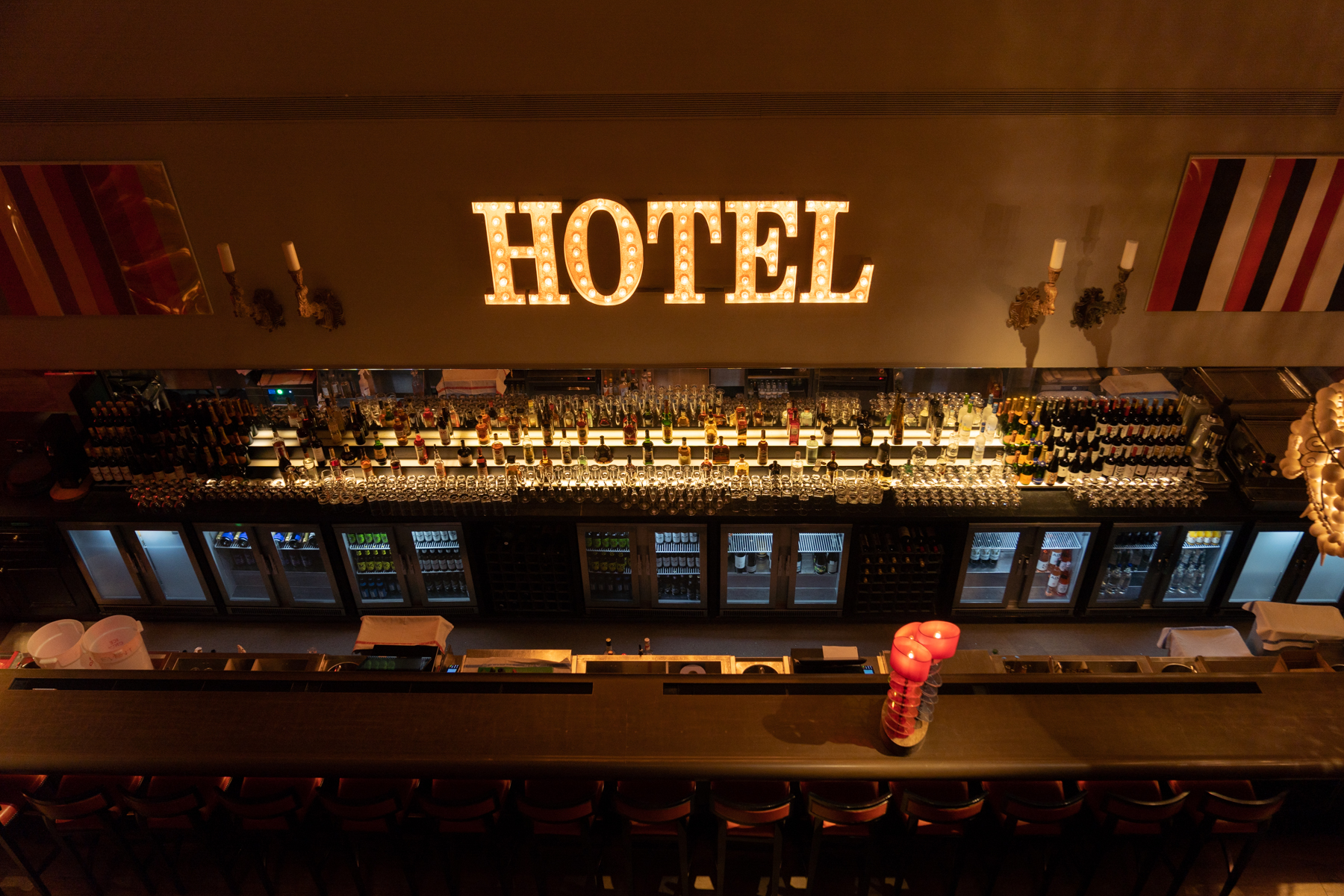 Downstairs bar outside the hotel's cinema.