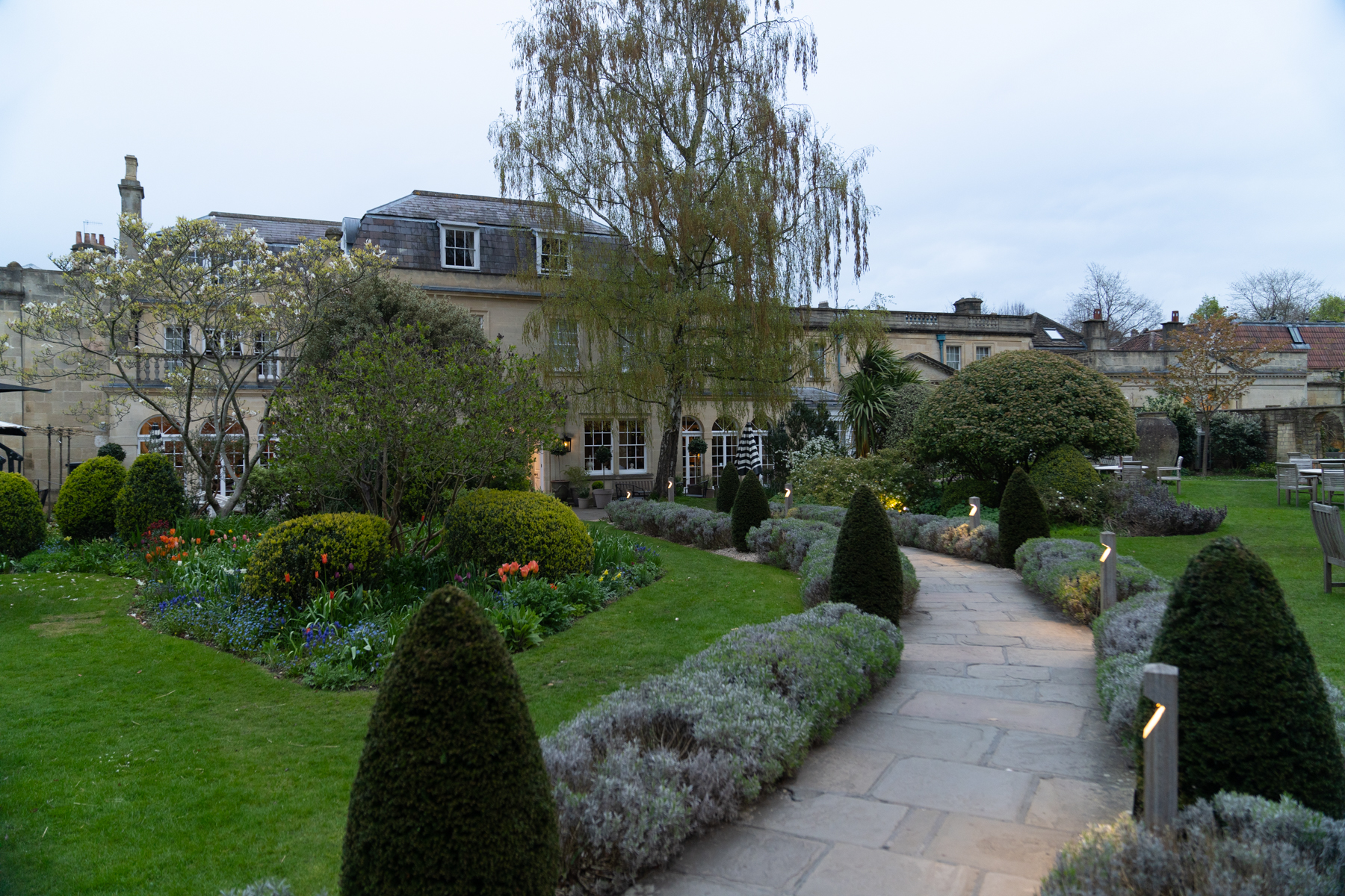 The path to the restaurant at the Royal Crescent Hotel.