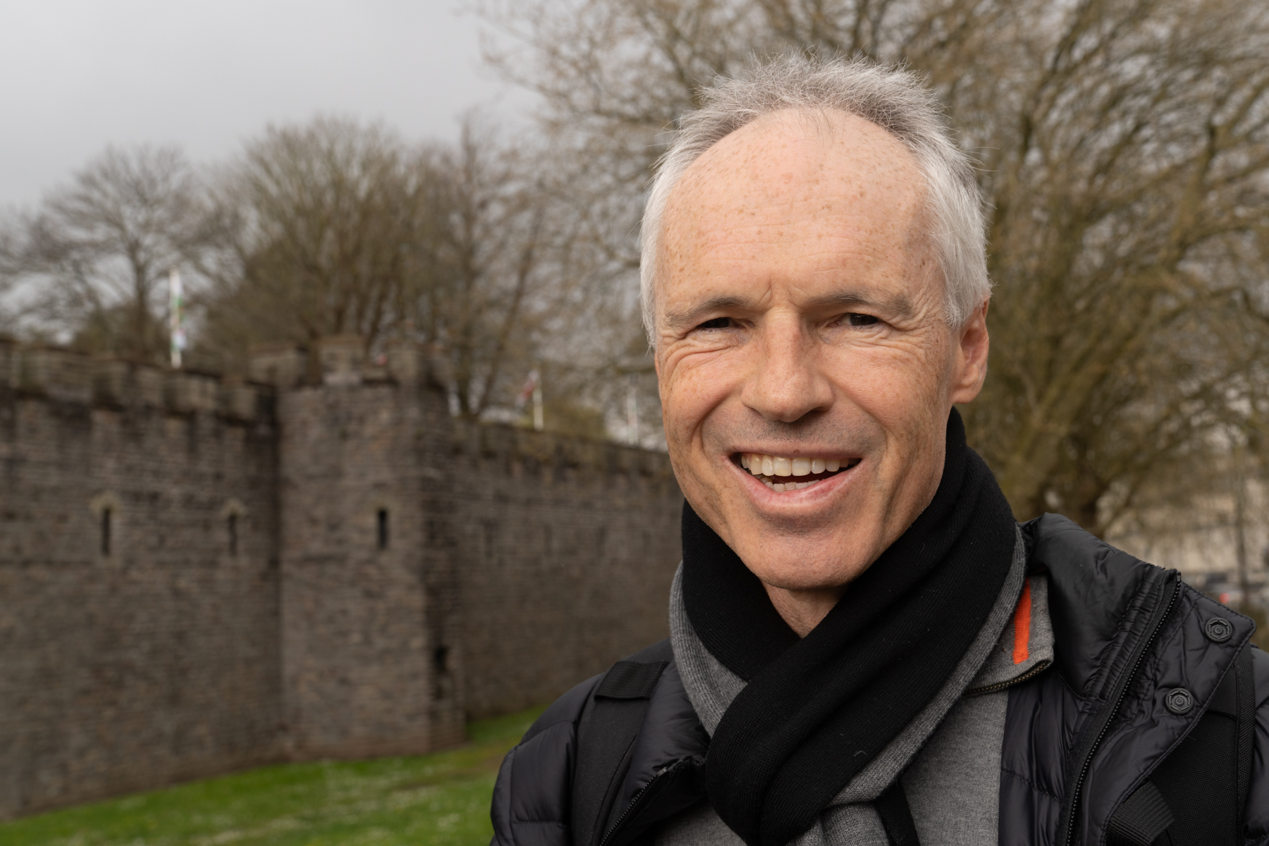 Keith outside Cardiff Castle.