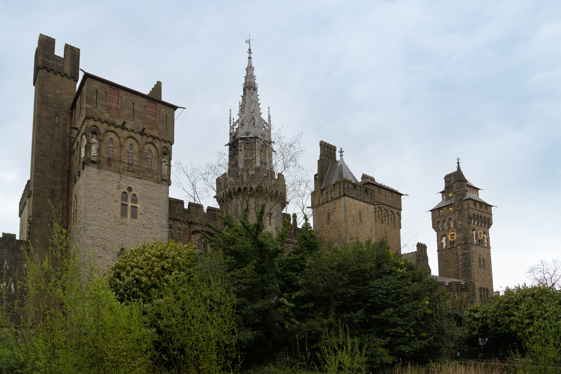 Looking back at Cardiff Castle.