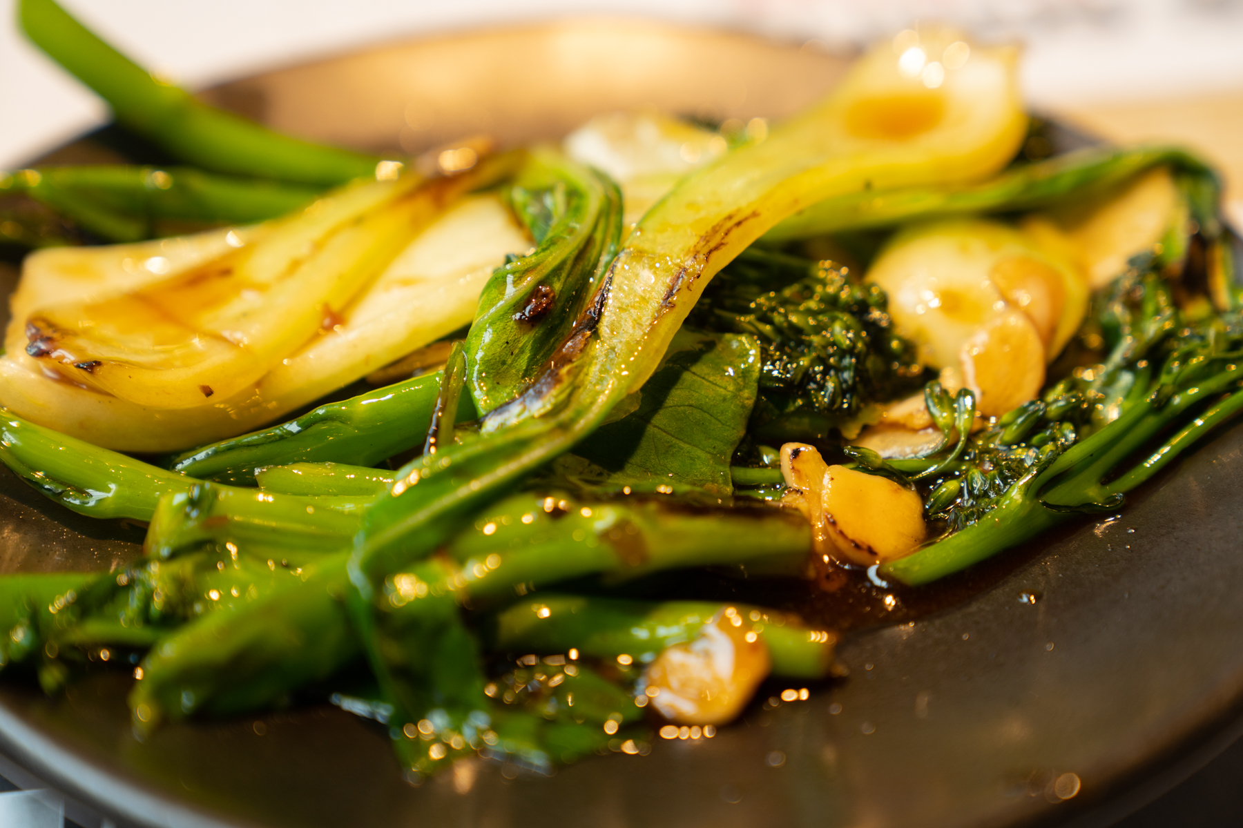 Wok-fried greens.