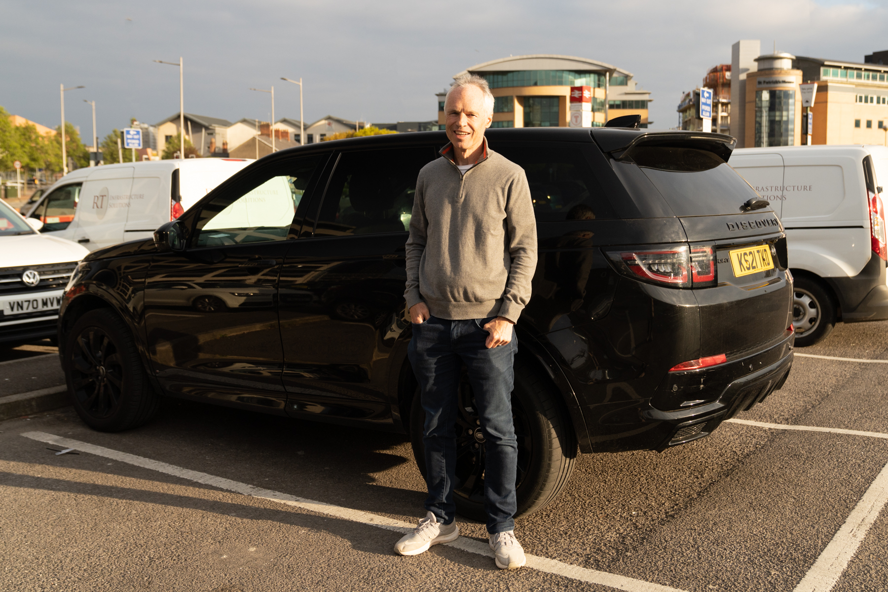 Keith with our rental Range Rover Discovery.