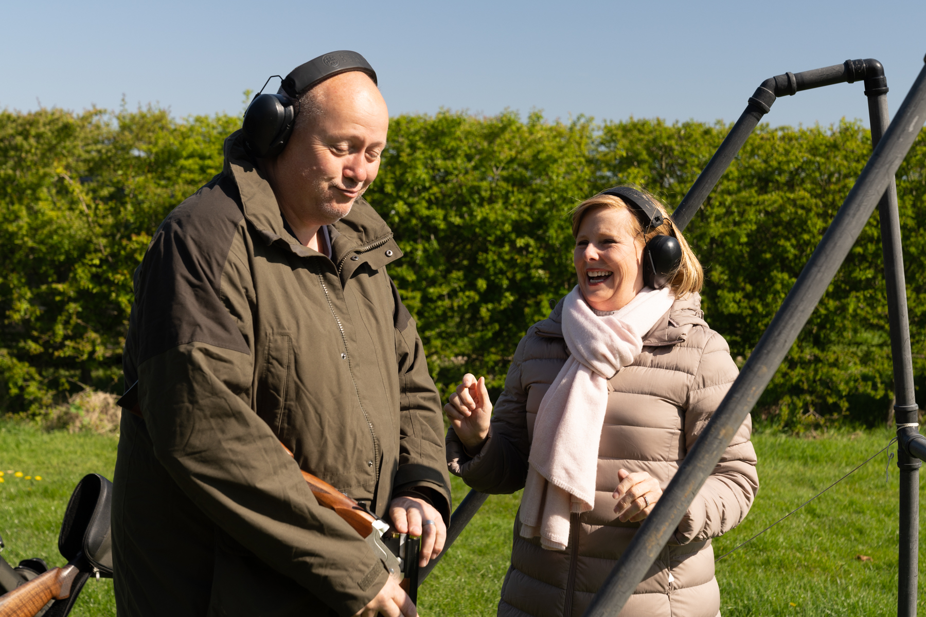 Andrea getting some instruction from our shooting instructor, David.