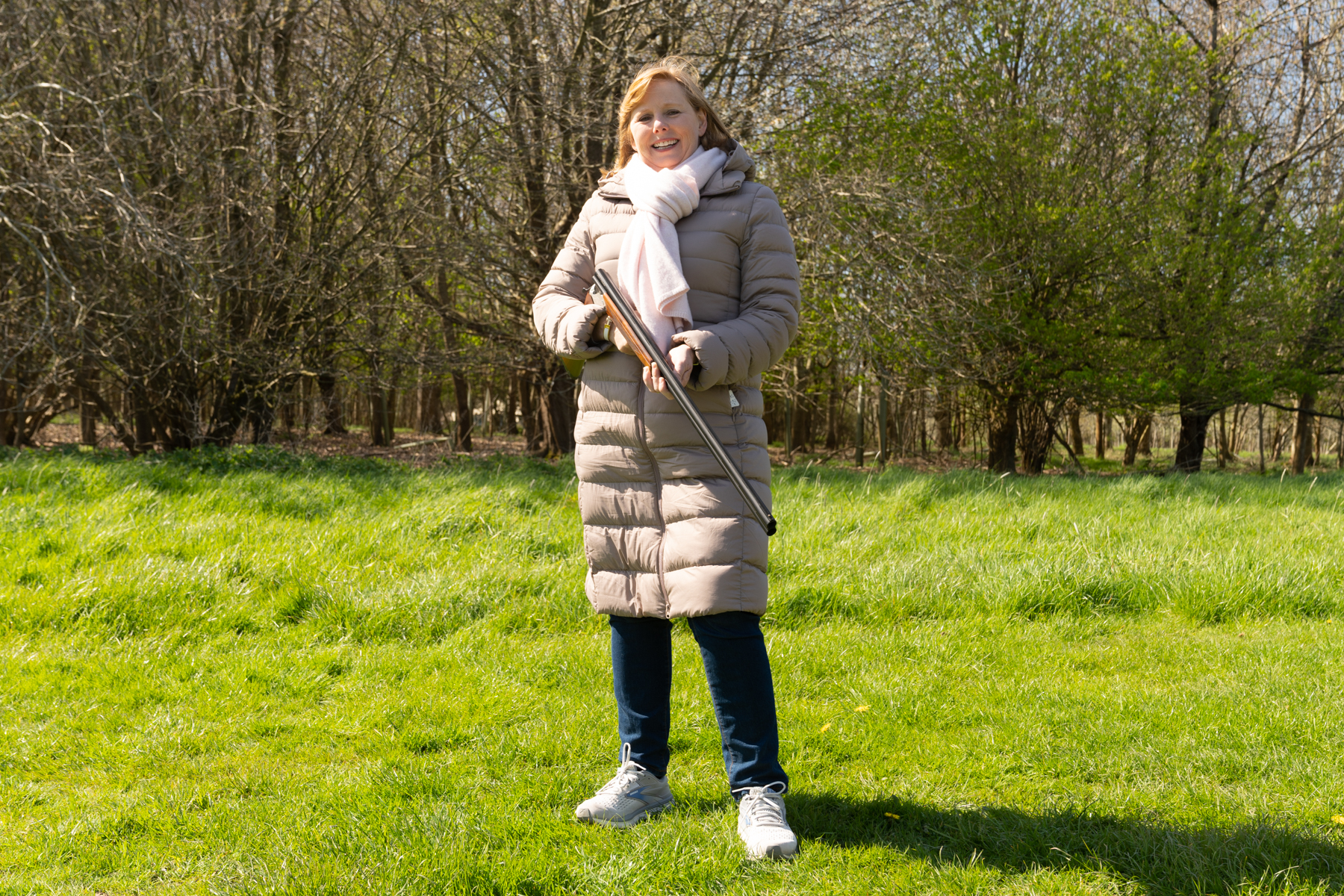 Andrea ready to go shooting.