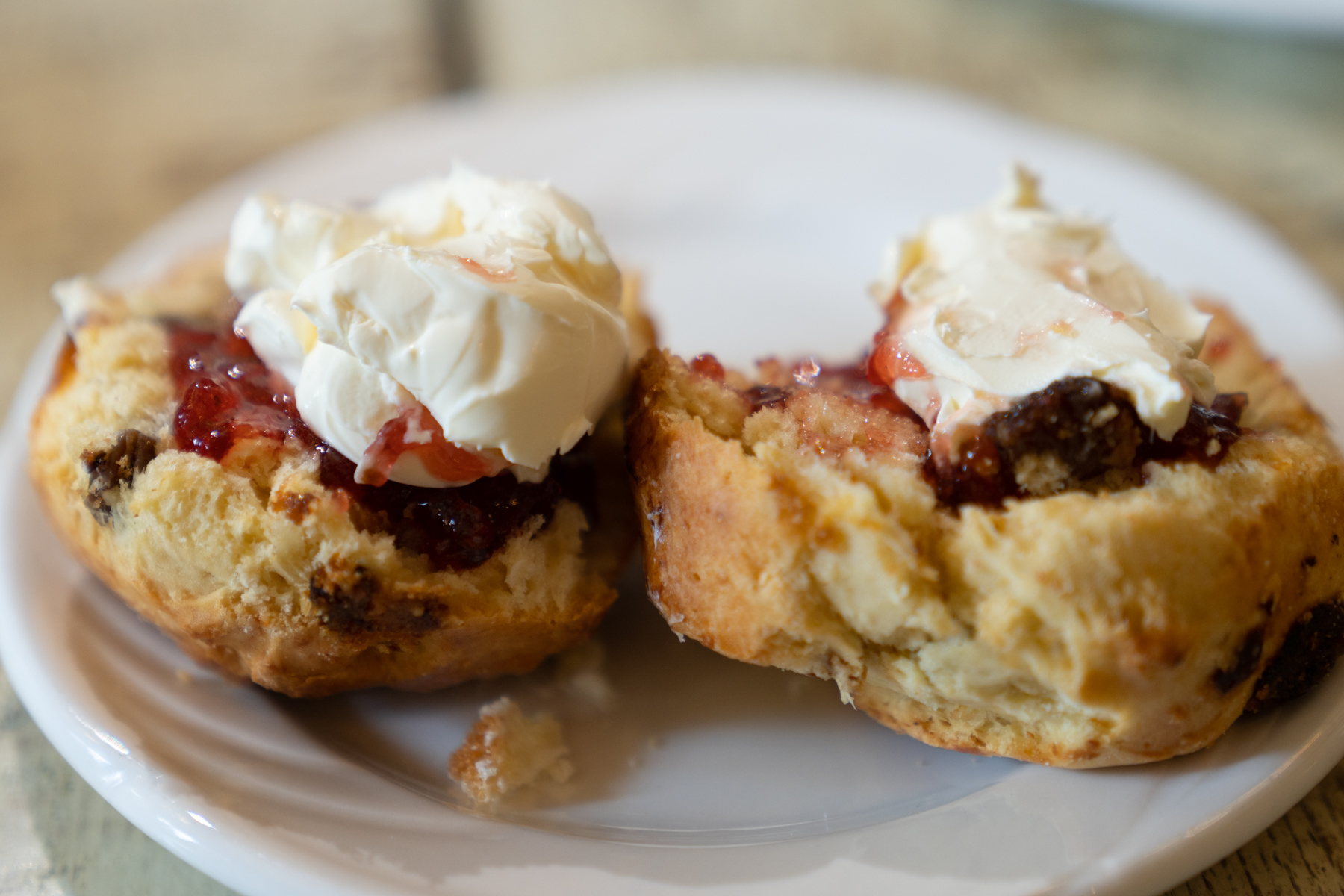 Scones with jam and cream.
