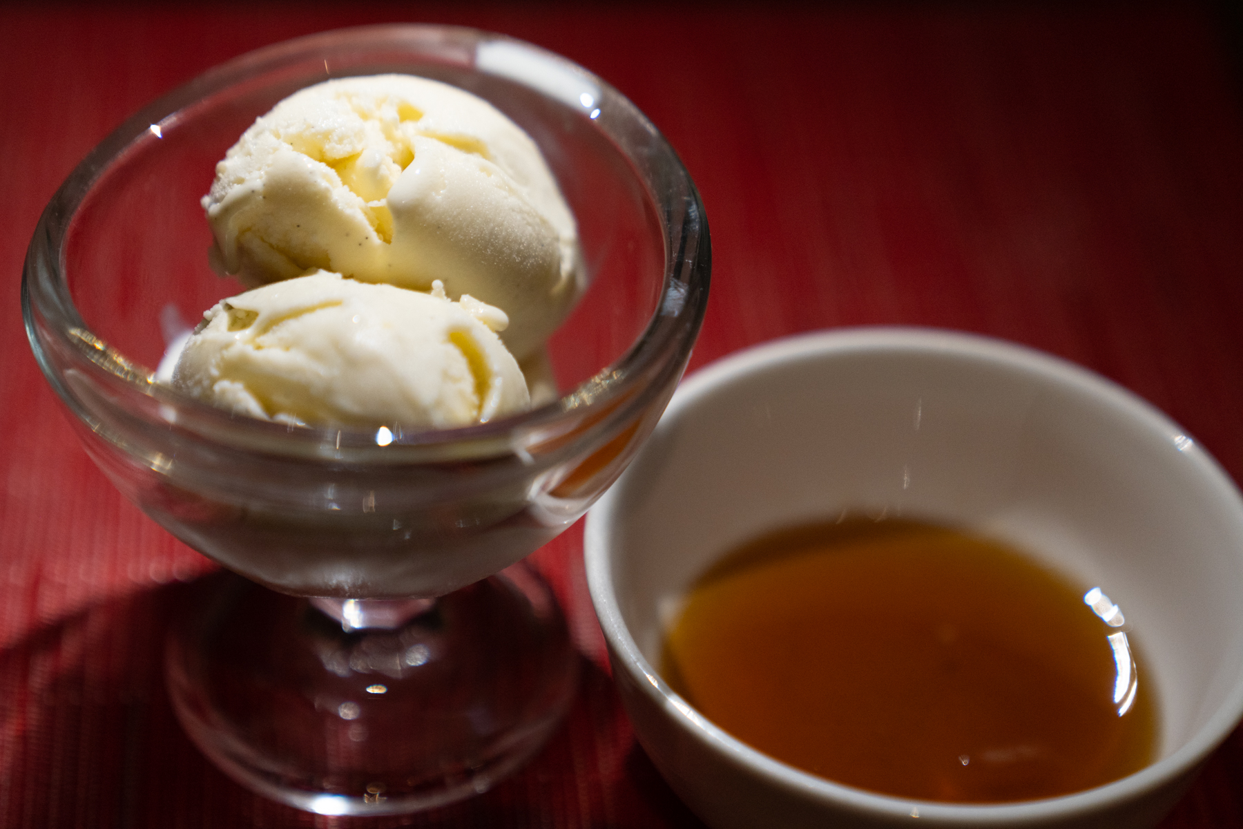 Ice-cream with nolen gur (date palm molasses).