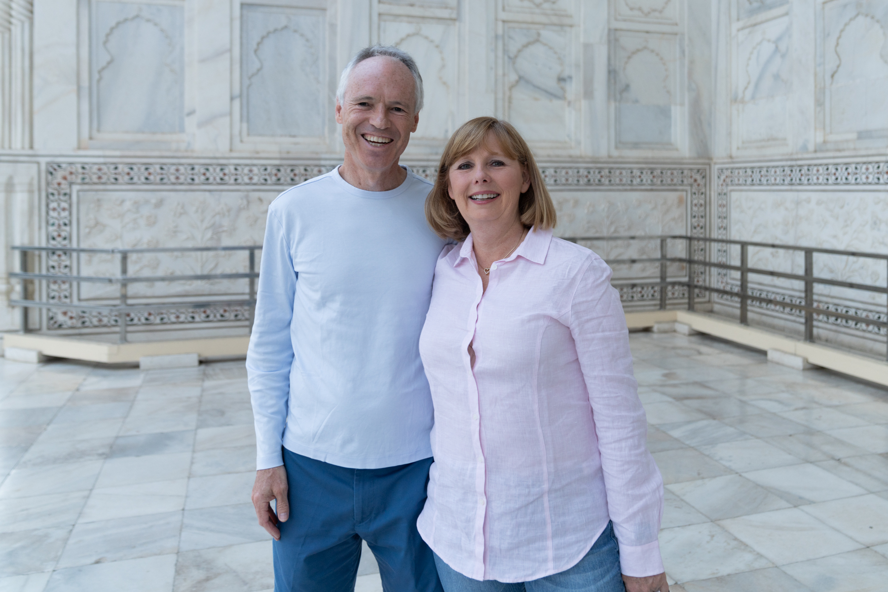 Keith and Andrea at the entrance to the Taj Mahal.