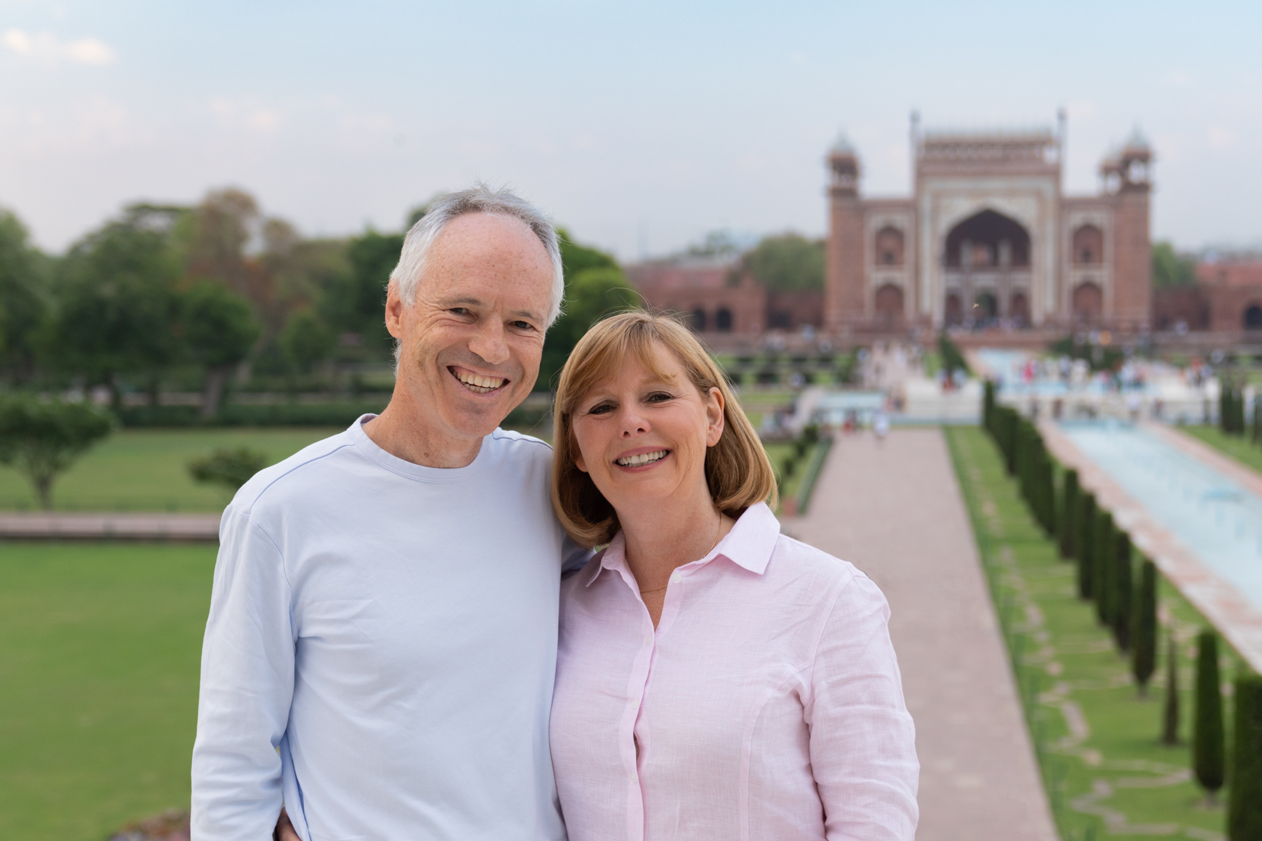 Keith and Andrea with the east gate entrance in the background.