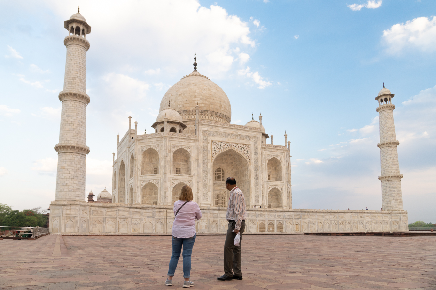 Andrea and Devesh admiring the Taj Mahal.