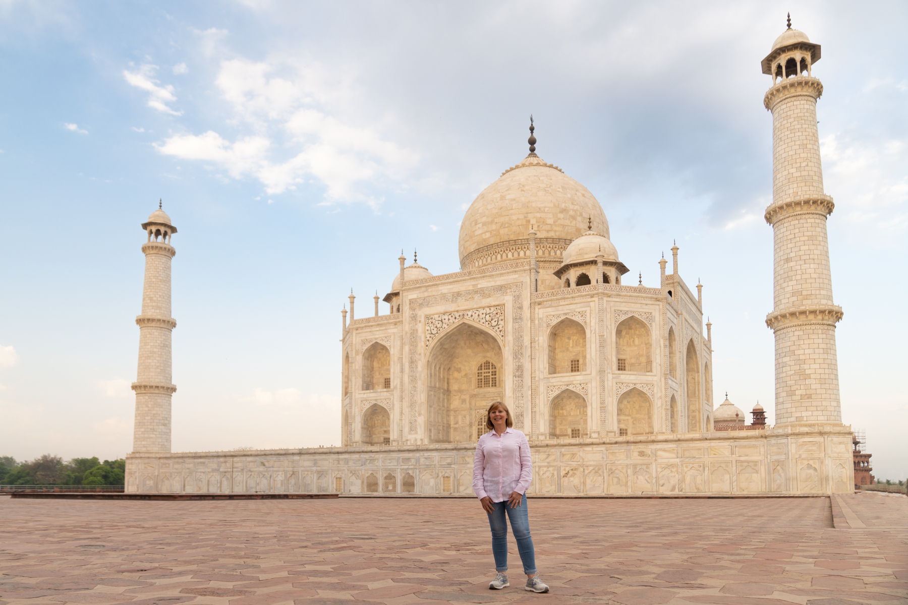 Andrea on the north side of the Taj Mahal.