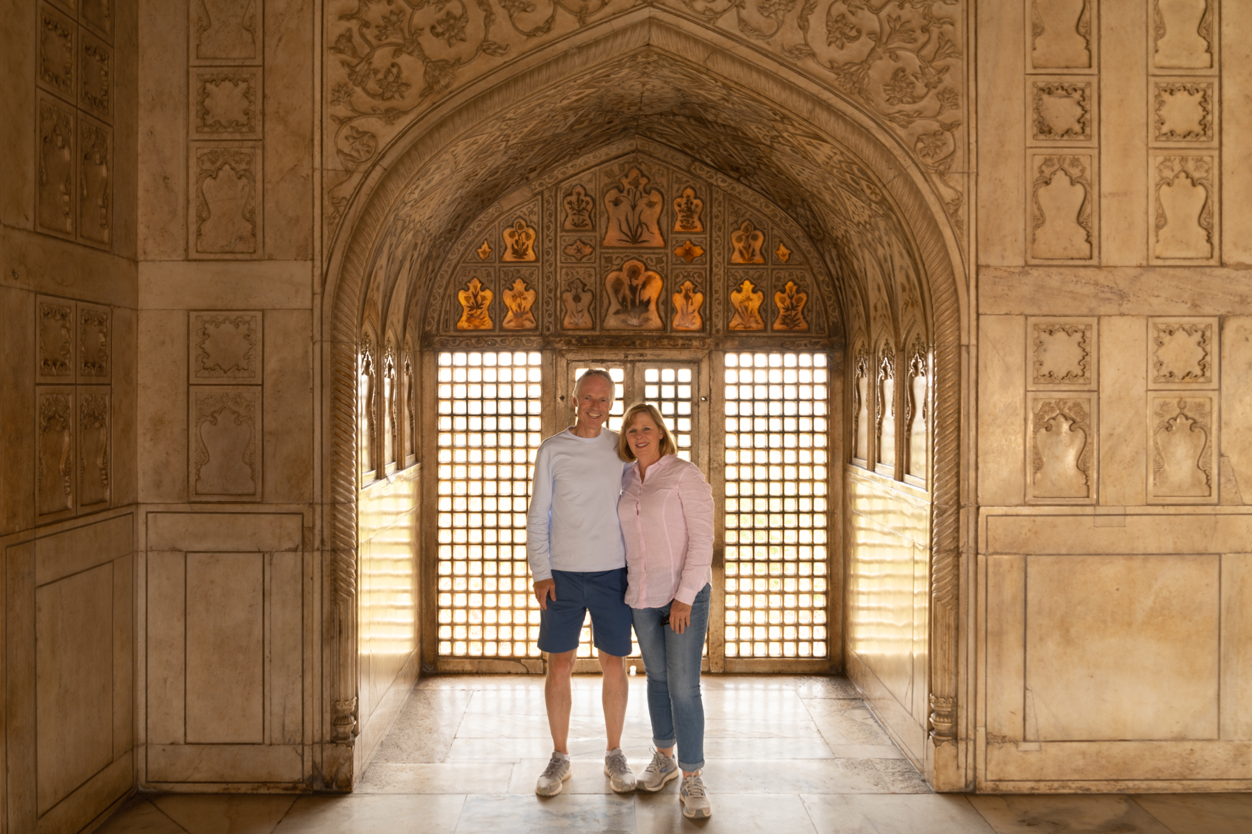 Keith and Andrea inside Agra Fort.