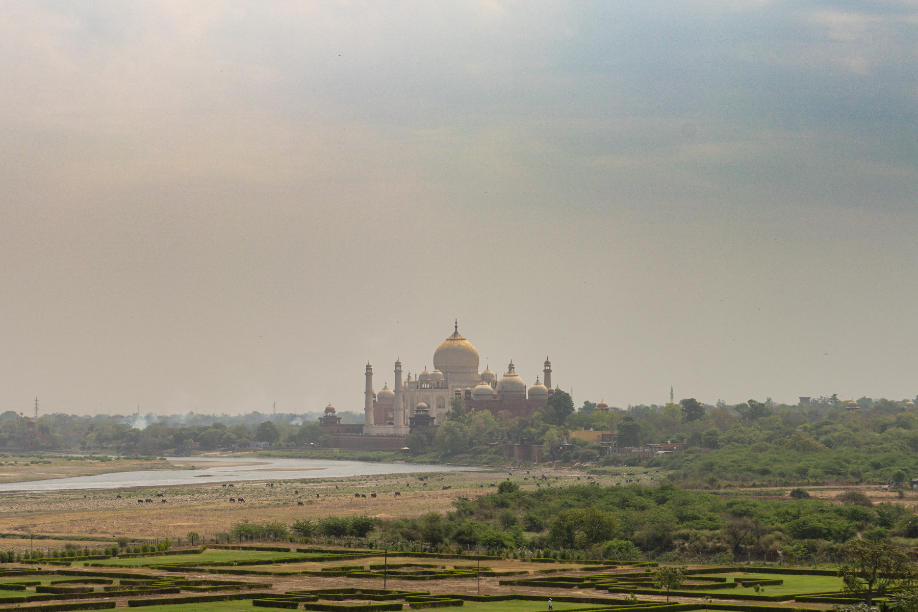 Looking back to the Taj Mahal from Agra Fort.