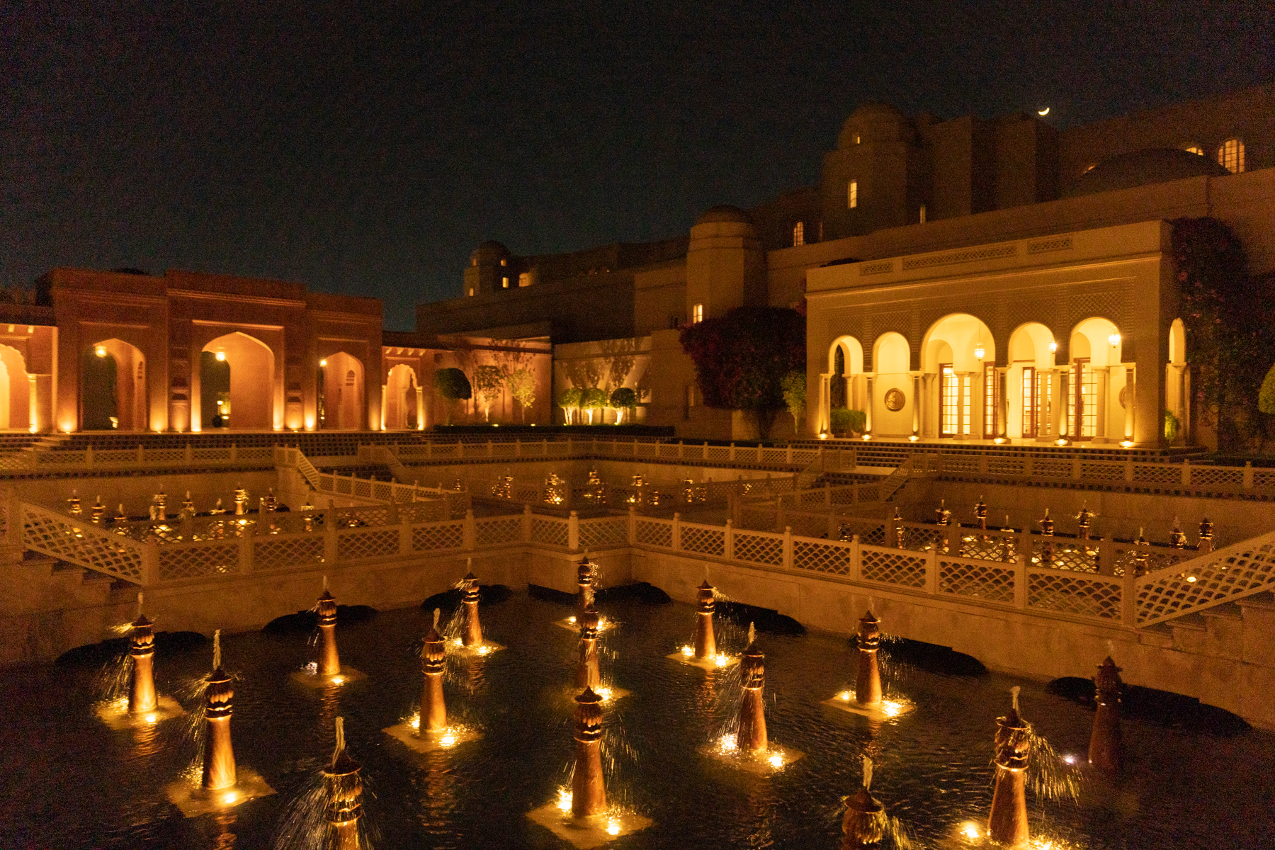 Taj Oberoi at night.