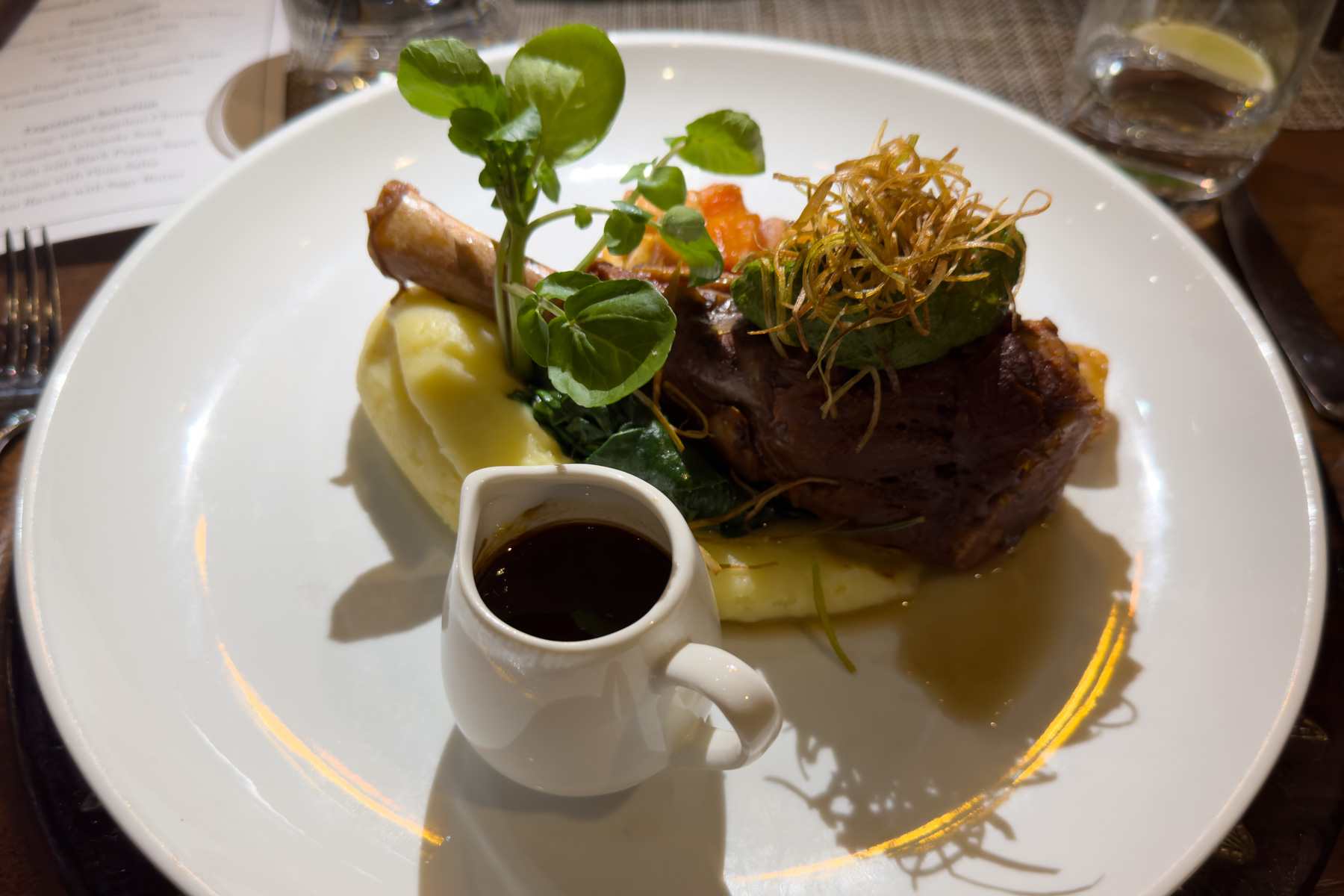 Slow-cooked lamb shank.