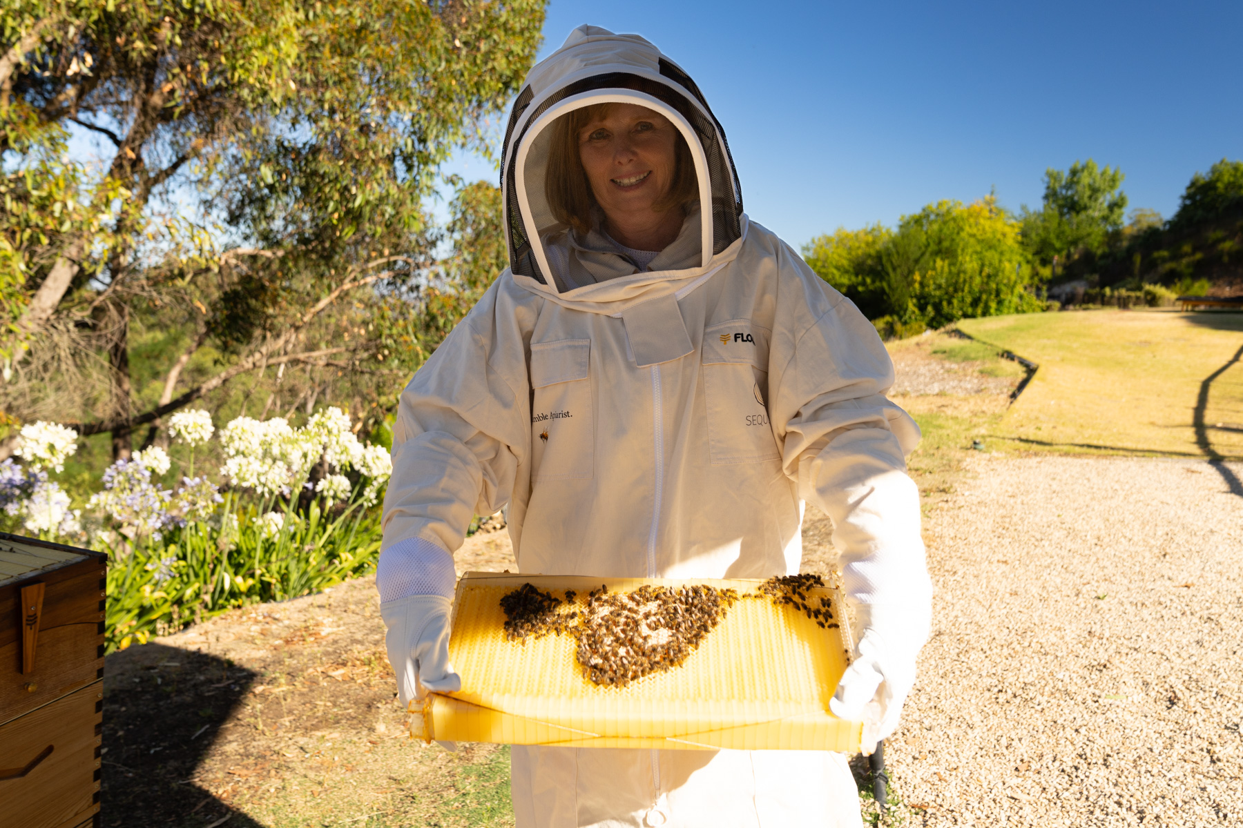 Andrea with some bees.