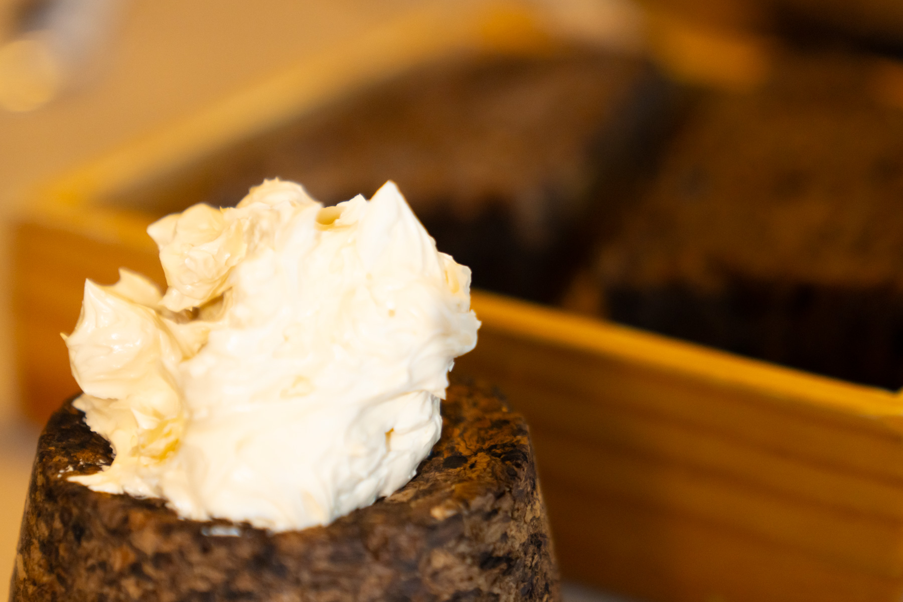 Stout and golden linseed sourdough cultured brewers malt butter.