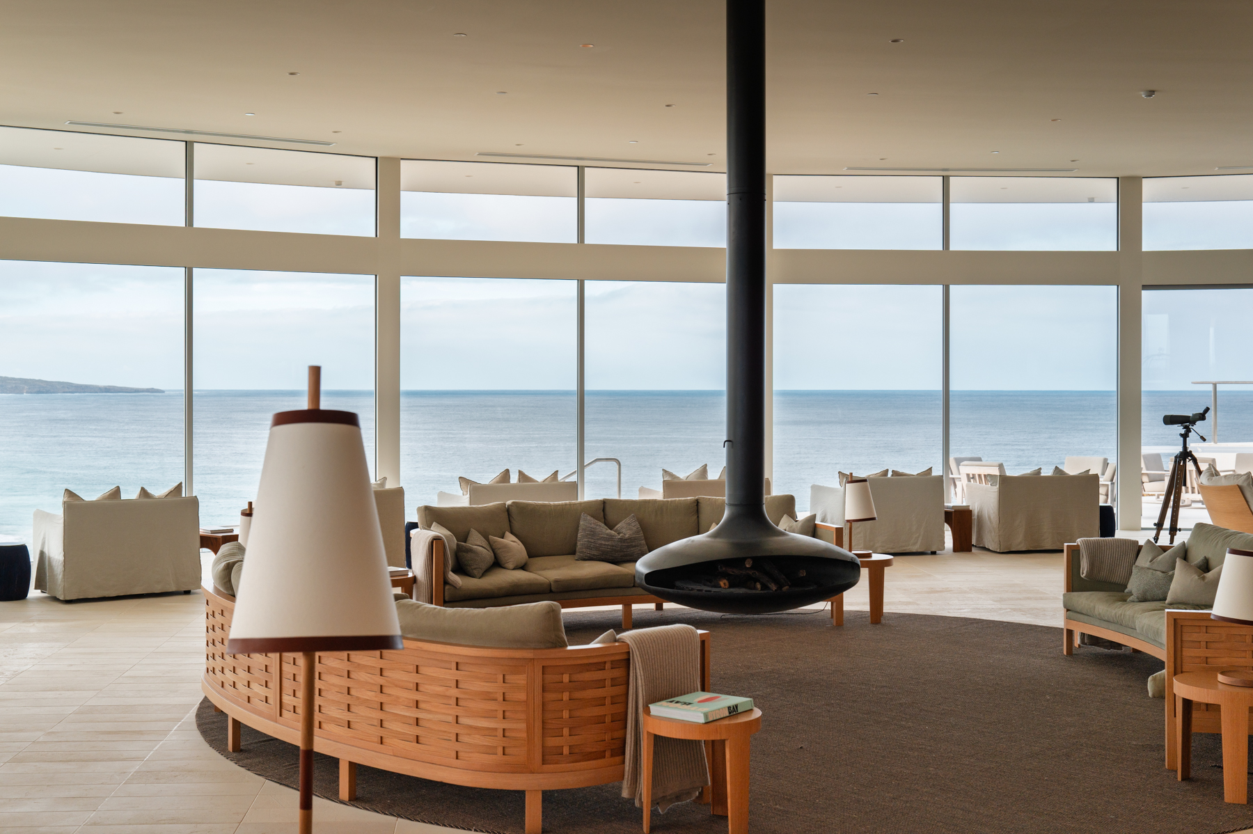 The view out to Hanson Bay from The Great Room.