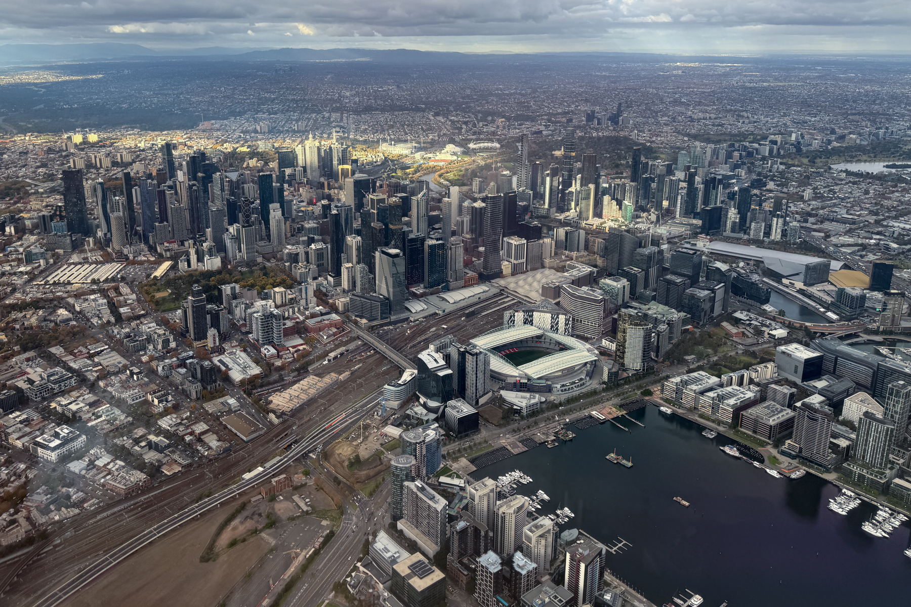 The view across Melbourne on approach into Essendon airport.