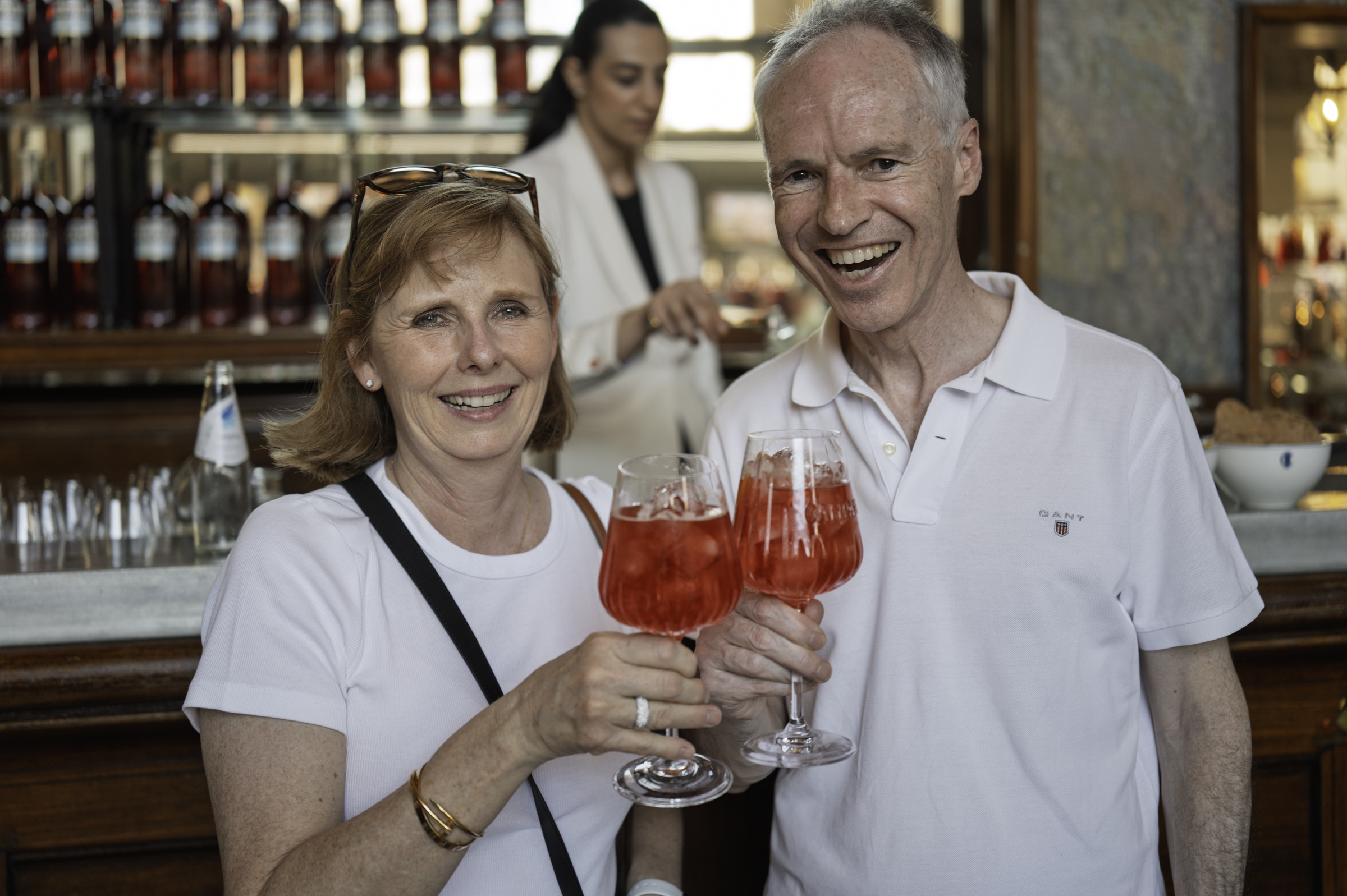 Andrea and Keith, enjoying a Campari Spritz.