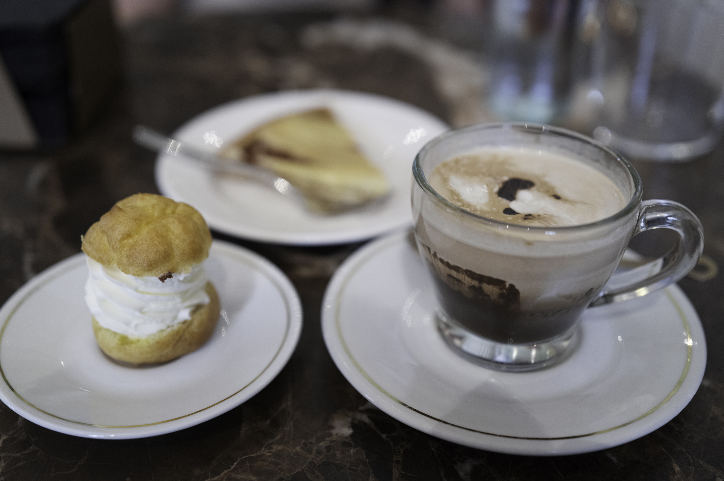 Cakes and bicerin, at Caffé San Carlo.
