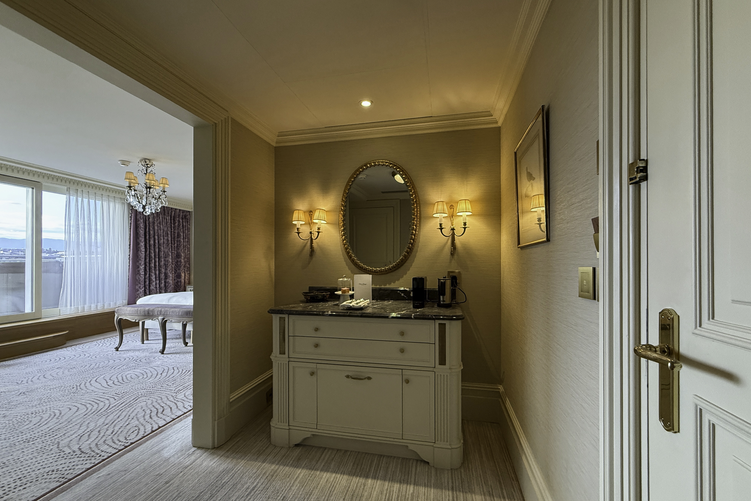 Our room at the Beau-Rivage Hotel.