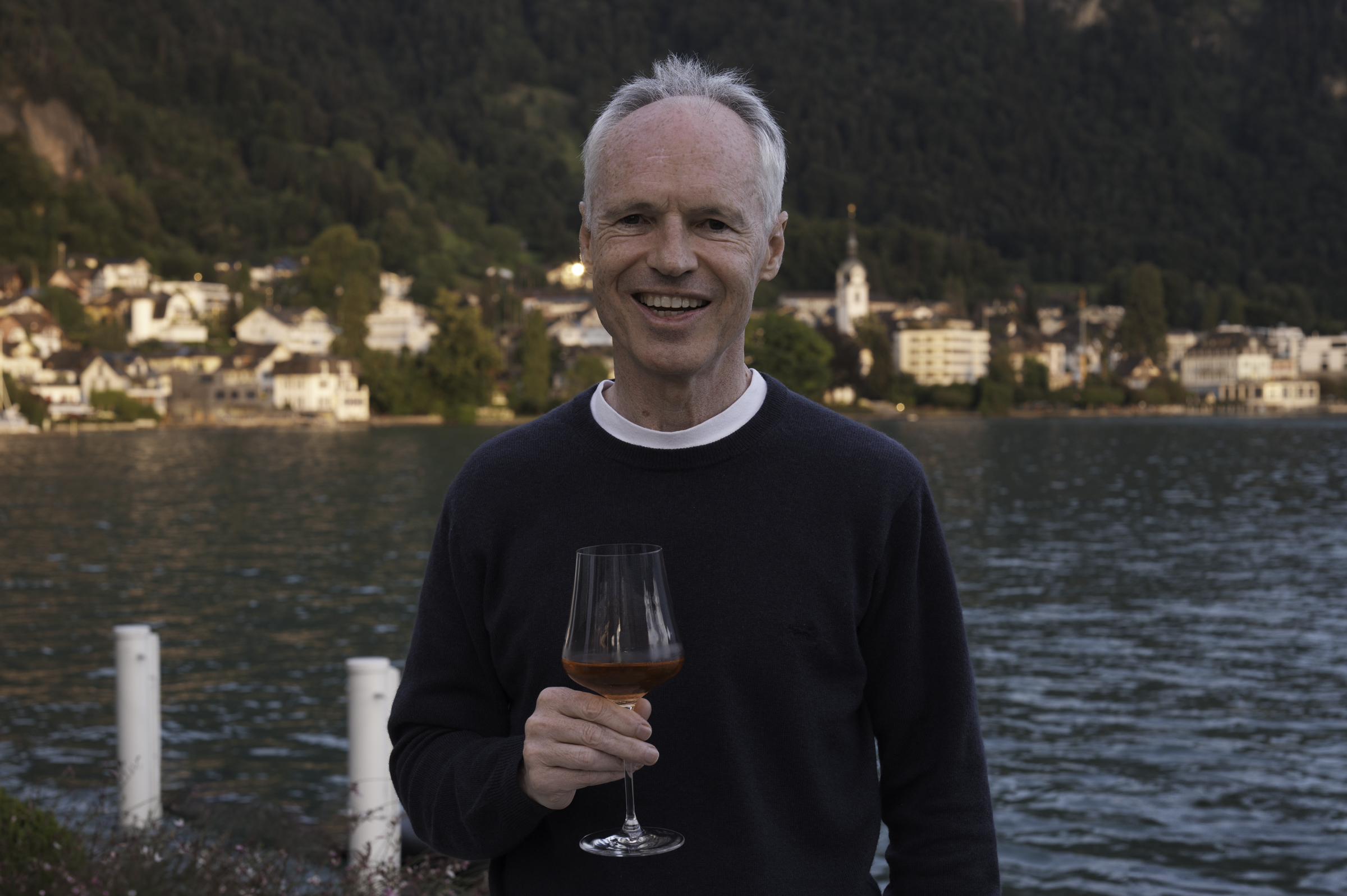 Keith, on the shore of Lake Lucerne, just before dinner.