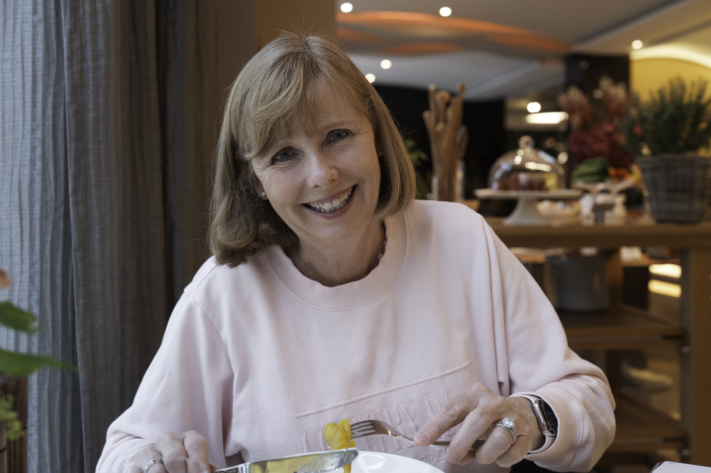 Andrea, at breakfast.