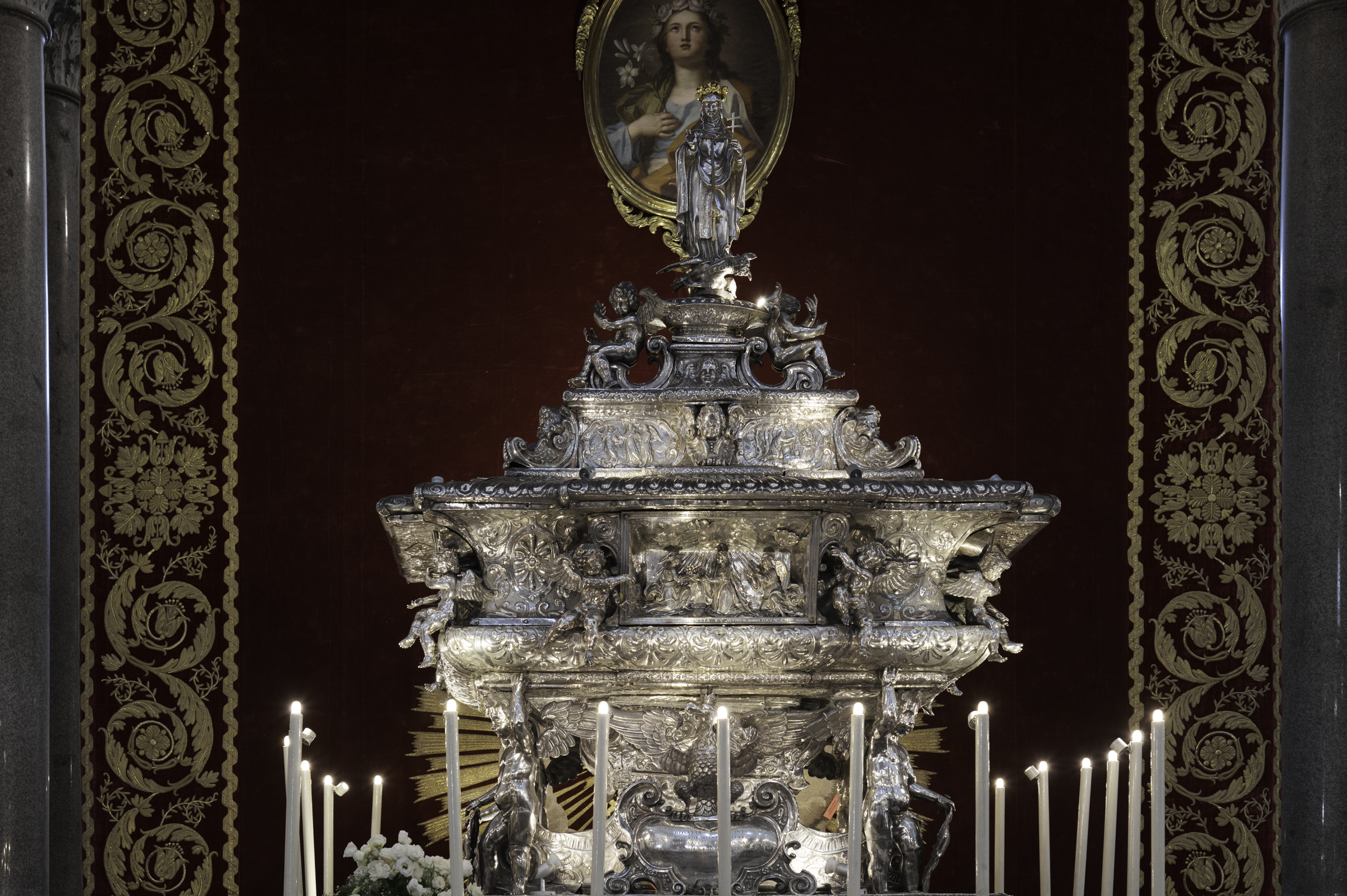 Baroque silver urn dedicated to Saint Rosalia, in the Cattedrale di Palermo.