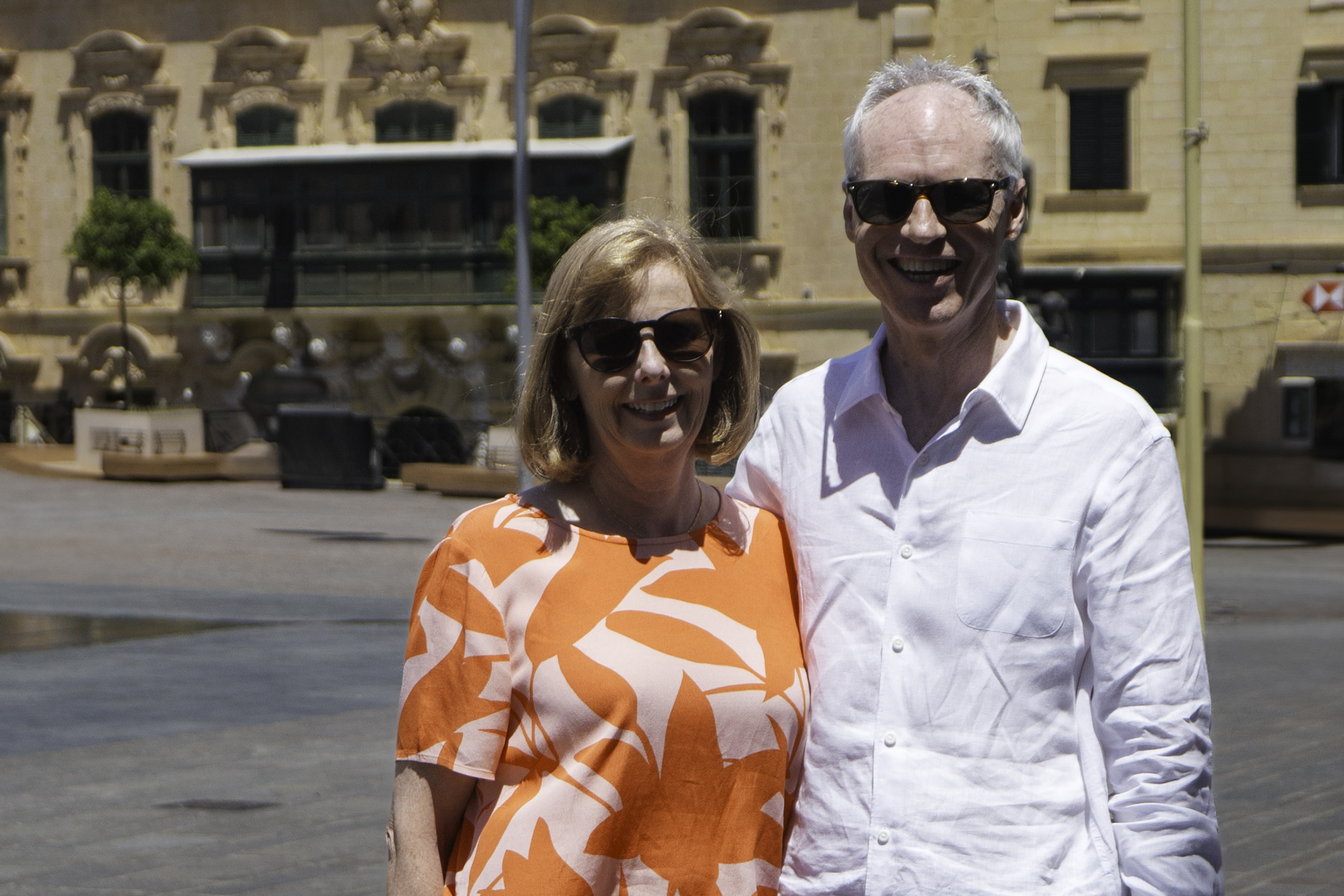 Andrea and Keith, outside the Grand Master's Palace.