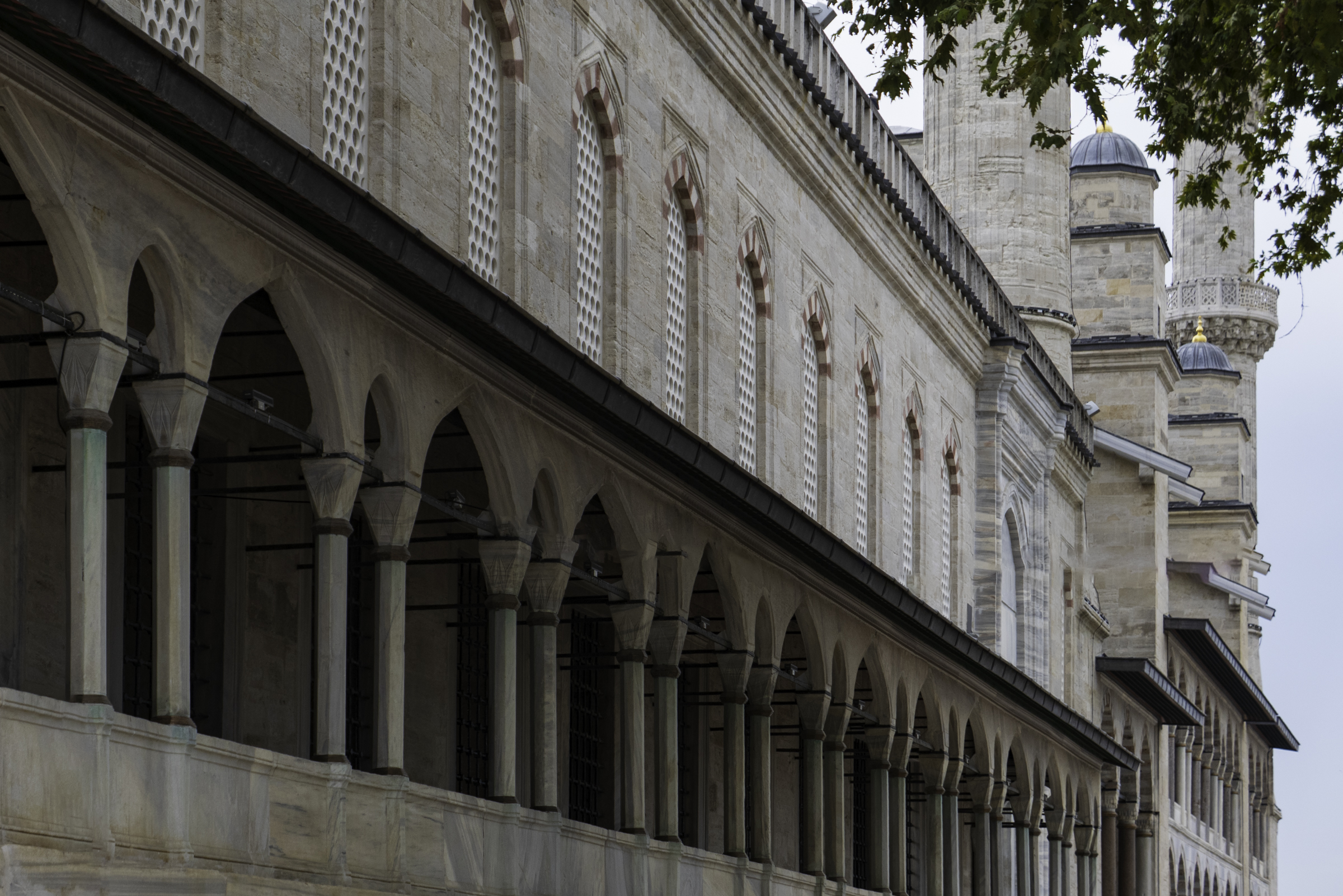 An exterior wall of the Blue Mosque.