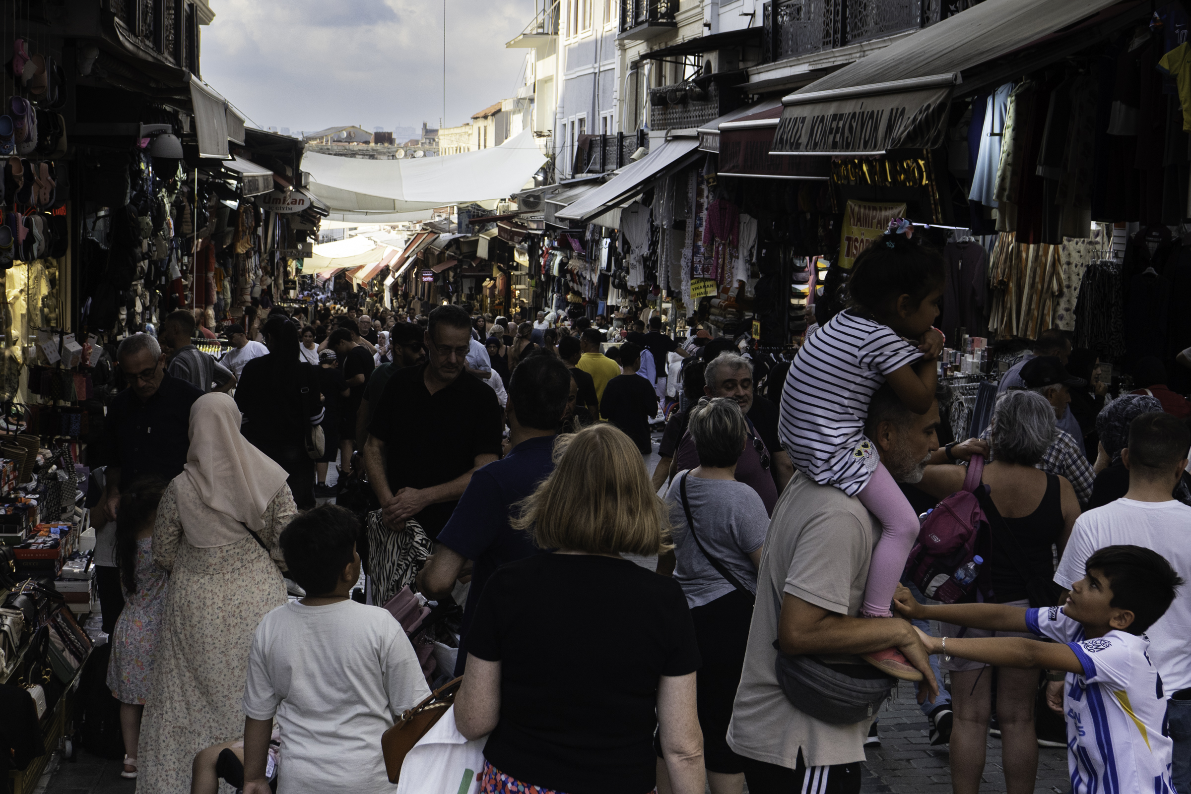 Andrea, on the walk back to the ship, in a busy Istanbul street.