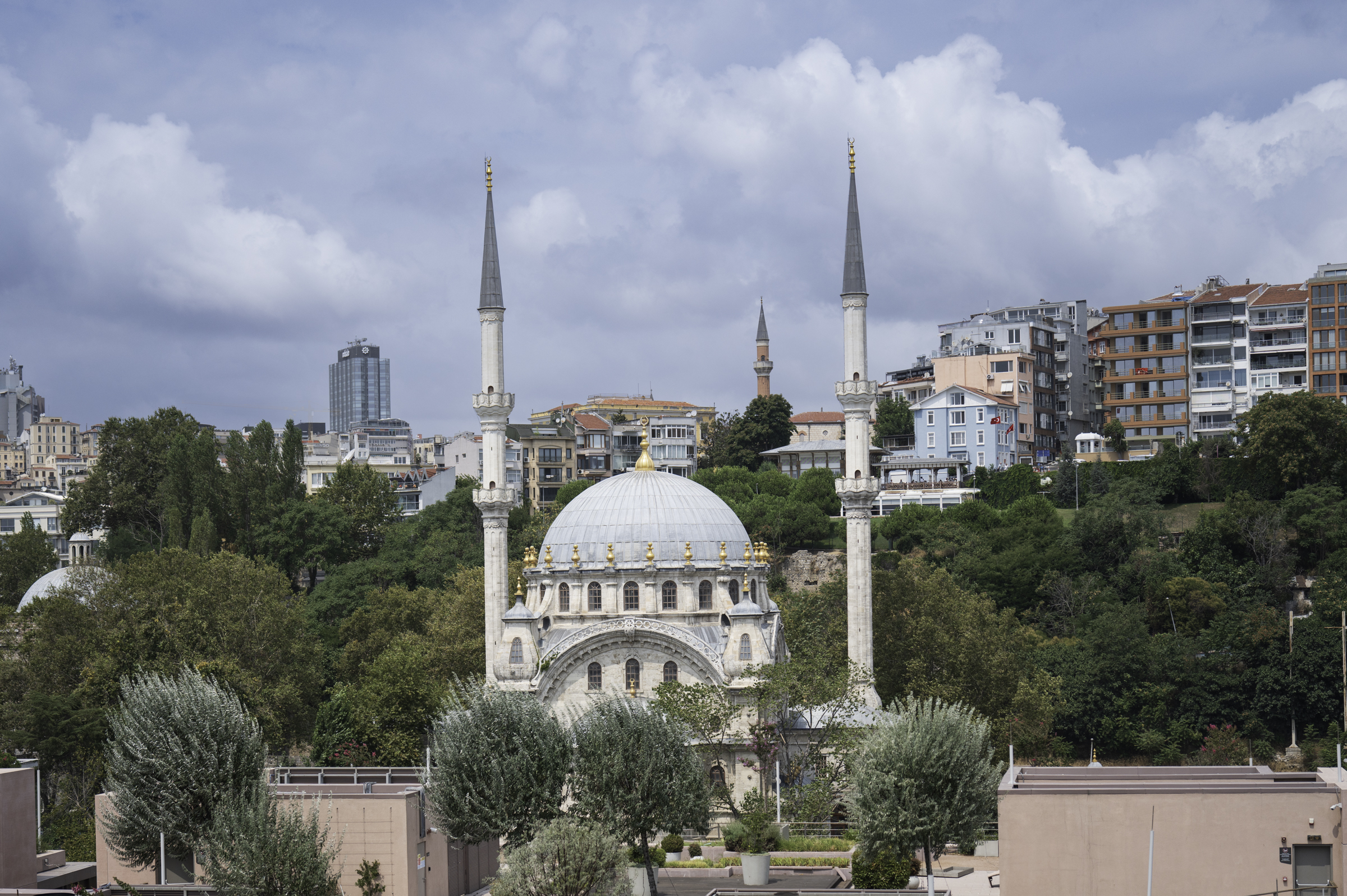 Looking out at the Ortaköy Mosque while having lunch on the ship.