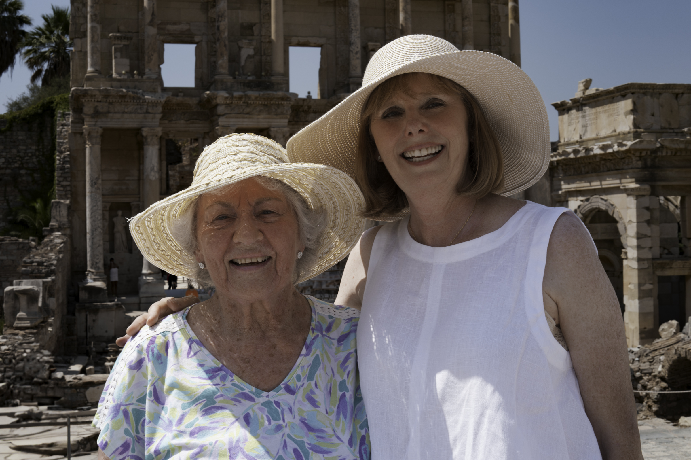 Pam and Andrea, at the Library of Celcus,