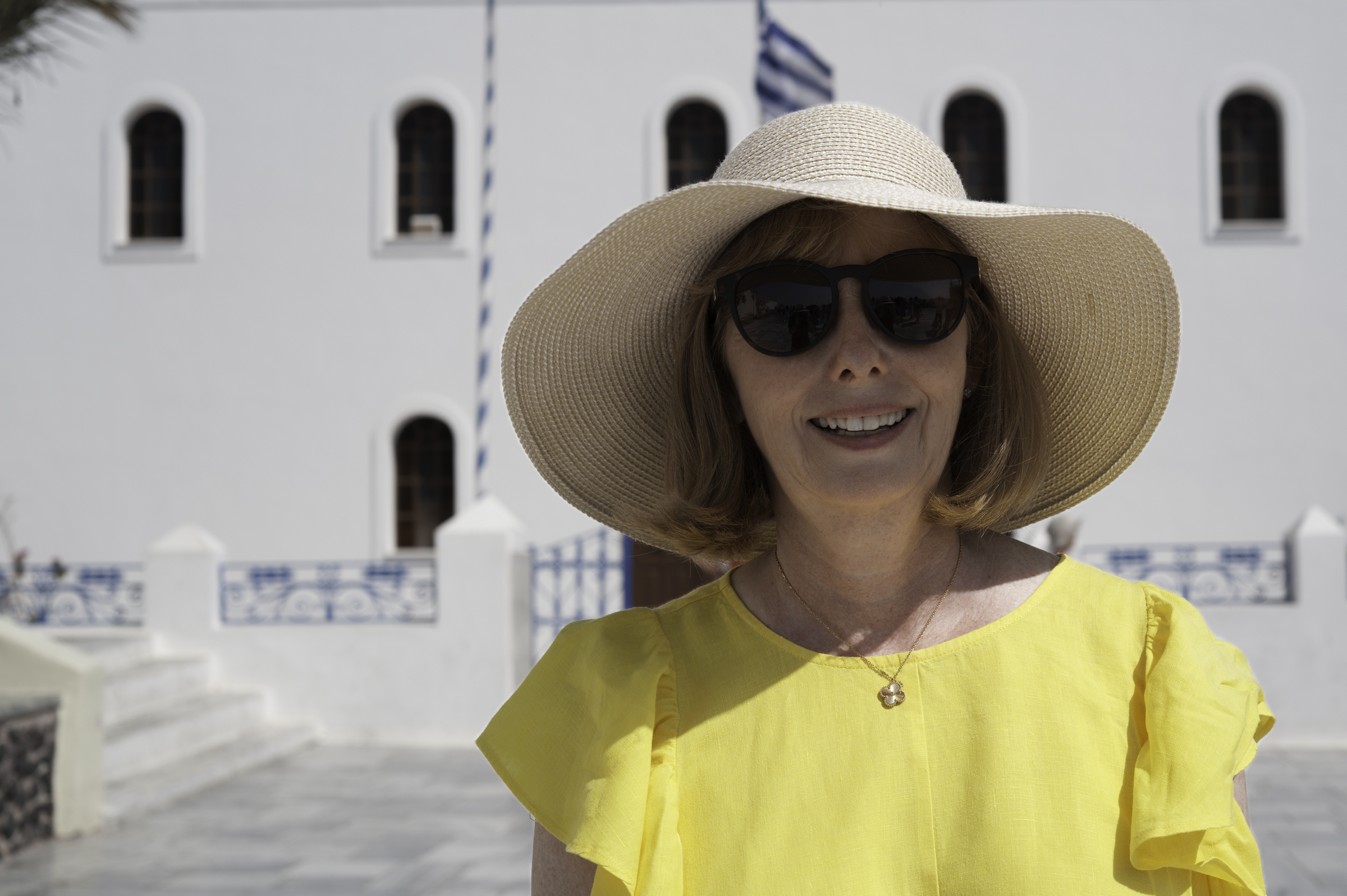 Andrea, in the main town square of Oia.