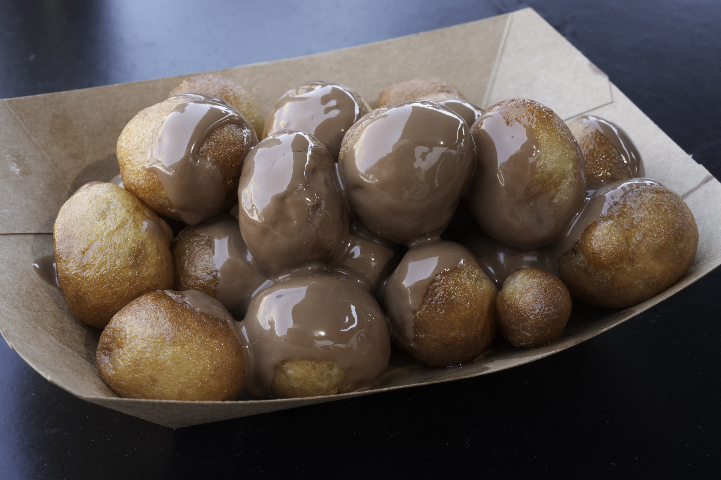 Loukoumades (drenched in chocolate!)