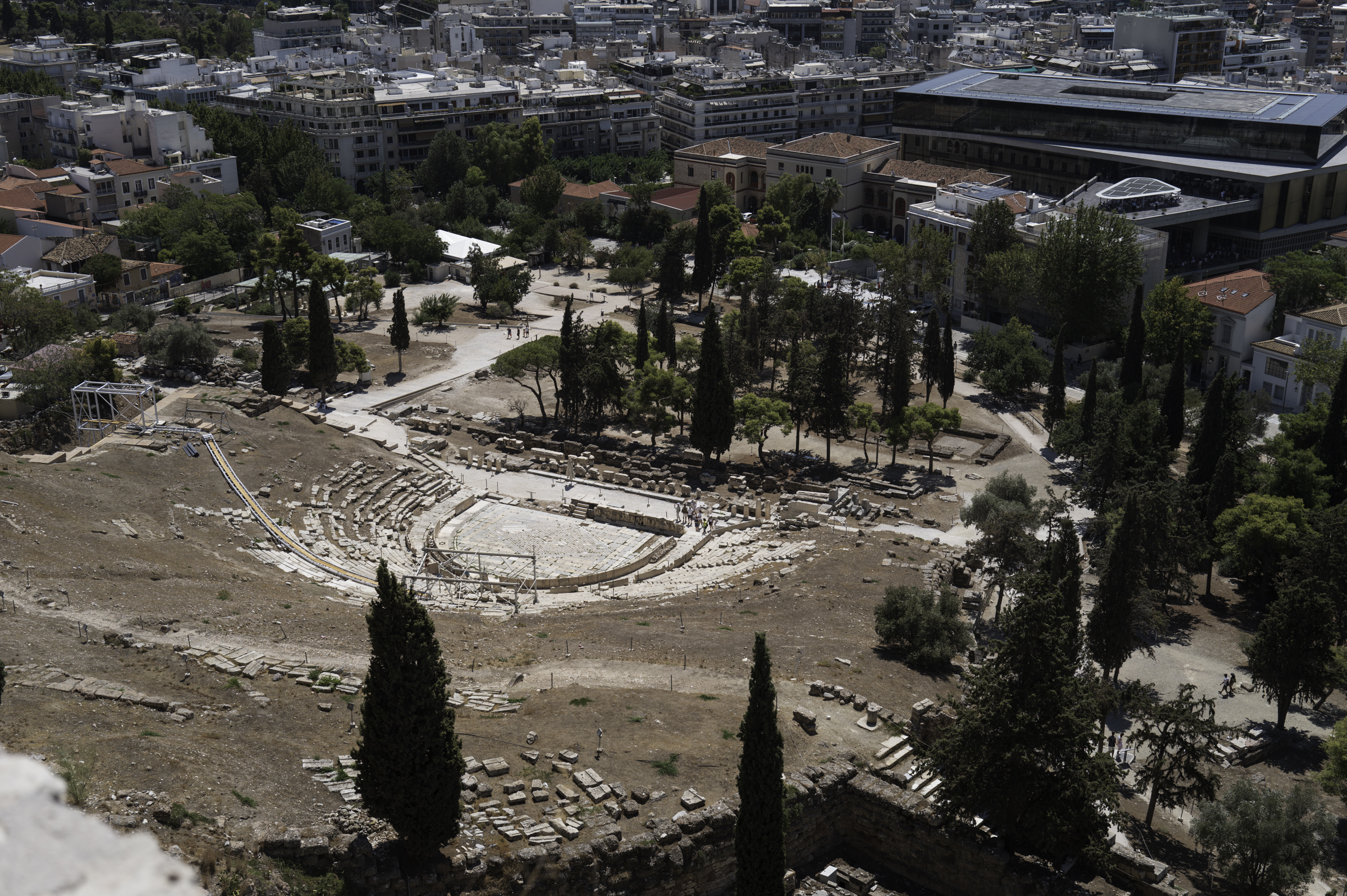 Looking down at the Theatre of Dionysus.