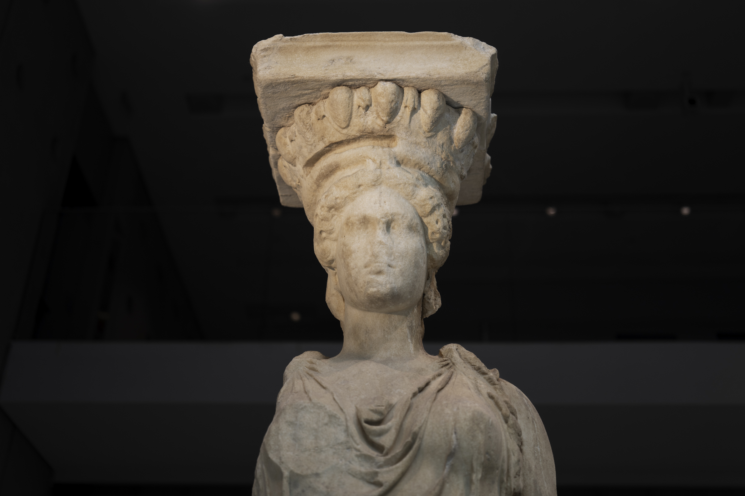 One of the Caryatids, the iconic sculpted female figures that served as architectural columns on the Porch of the Erechtheion on the Acropolis