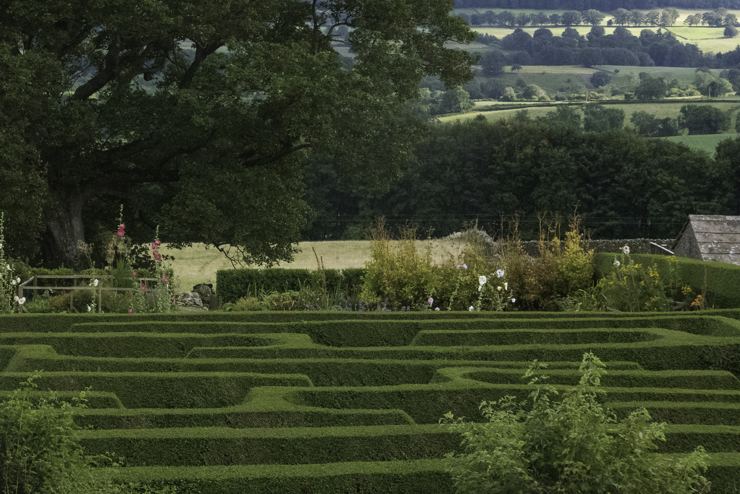 A garden maze at Bolton Castle.