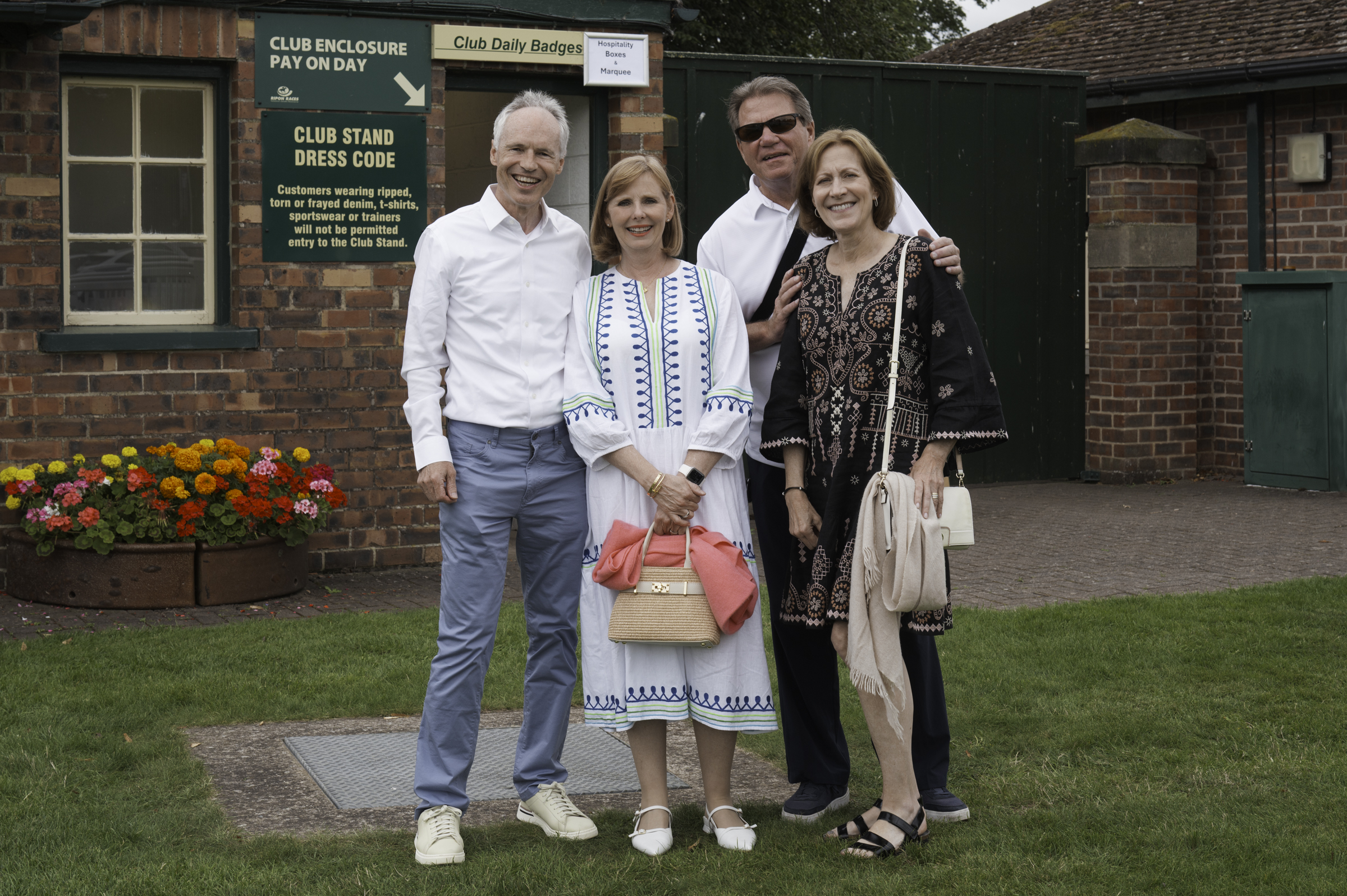 Keith and Andrea, with Earl and Sue, at entry to the Ripon races.