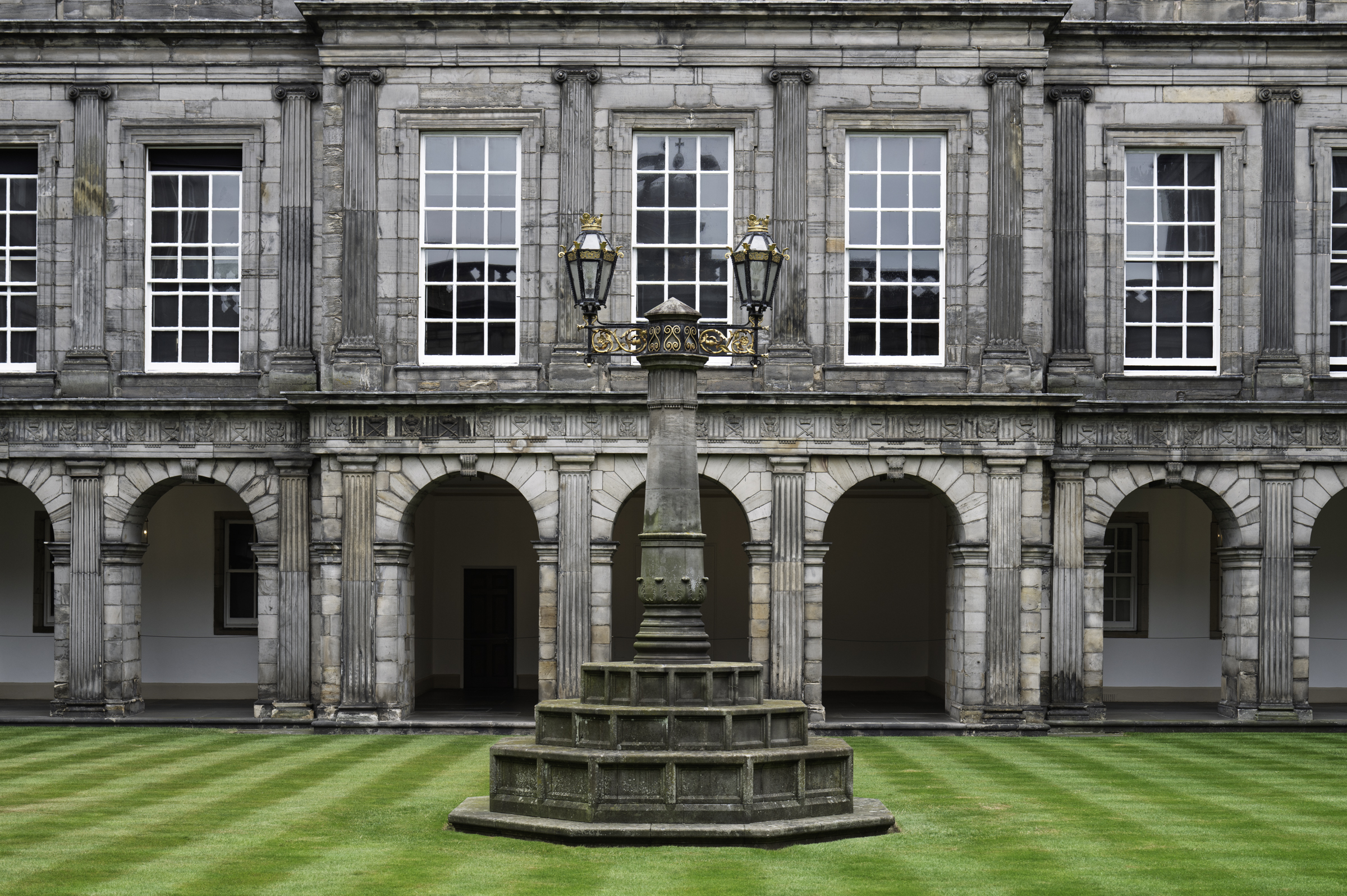 In the grounds of the Palace of Holyroodhouse.