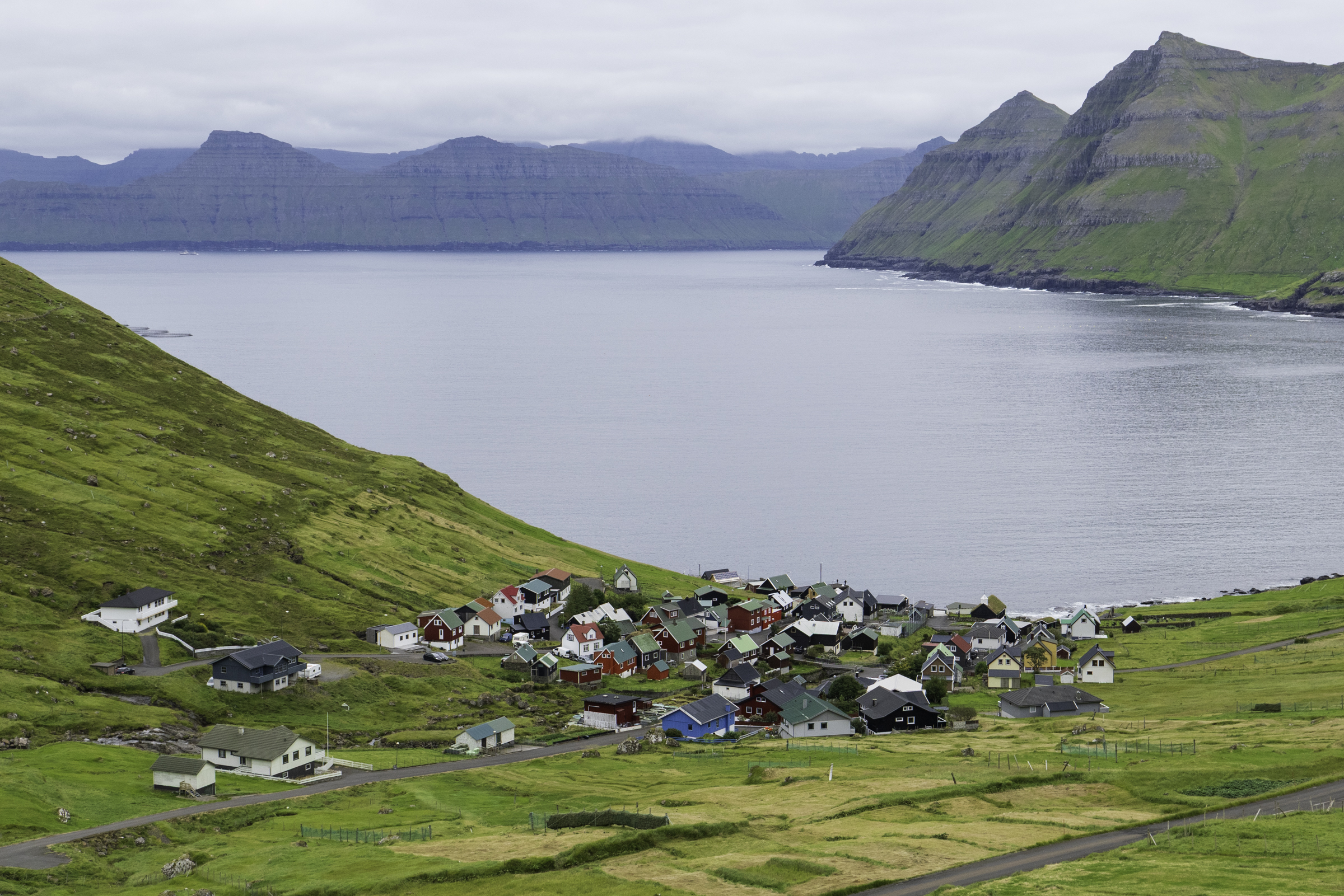 Looking down to the village of Funningur.
