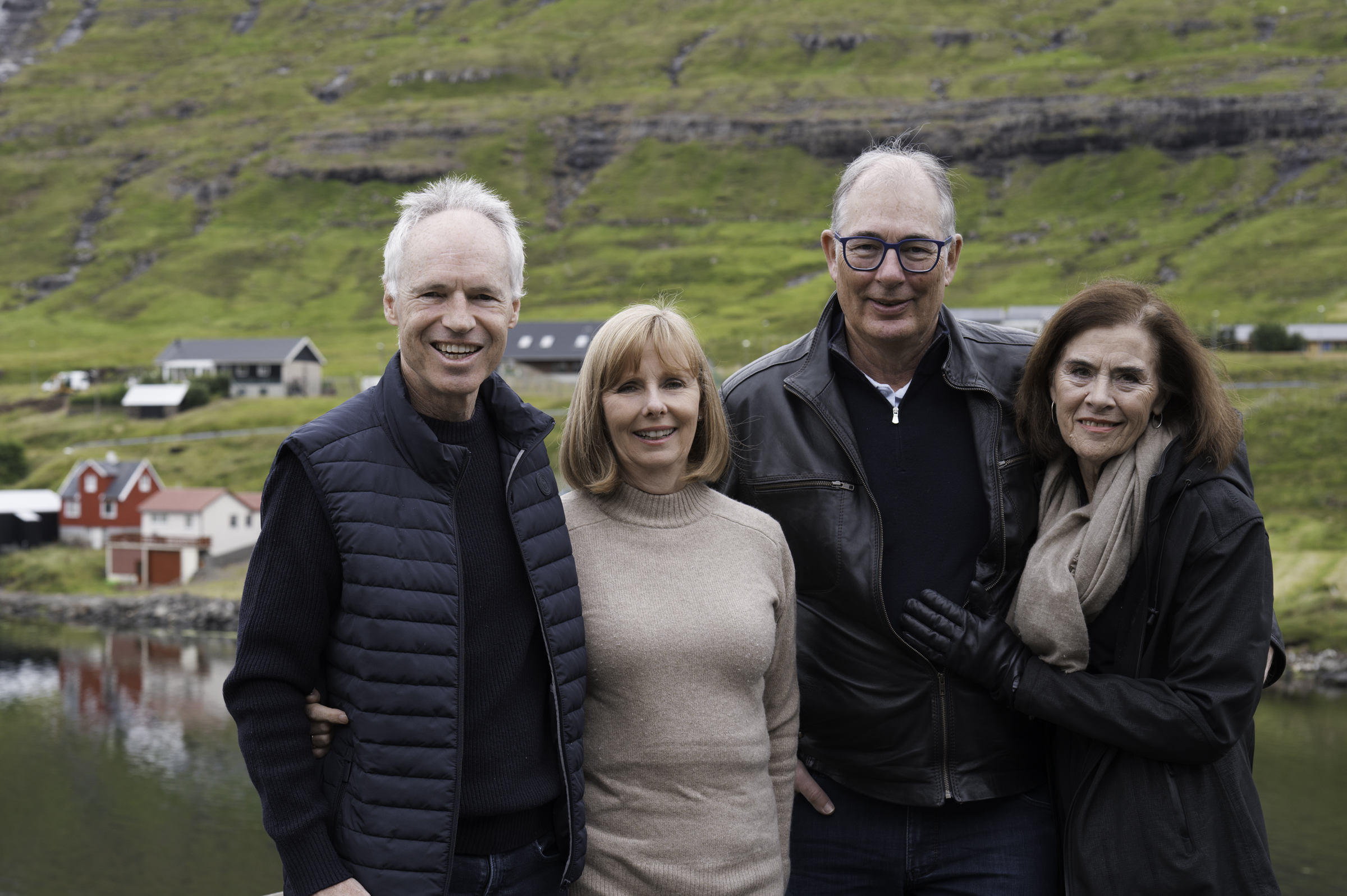 Keith and Andrea, with Peter and Joy, at Funningsfjørður.