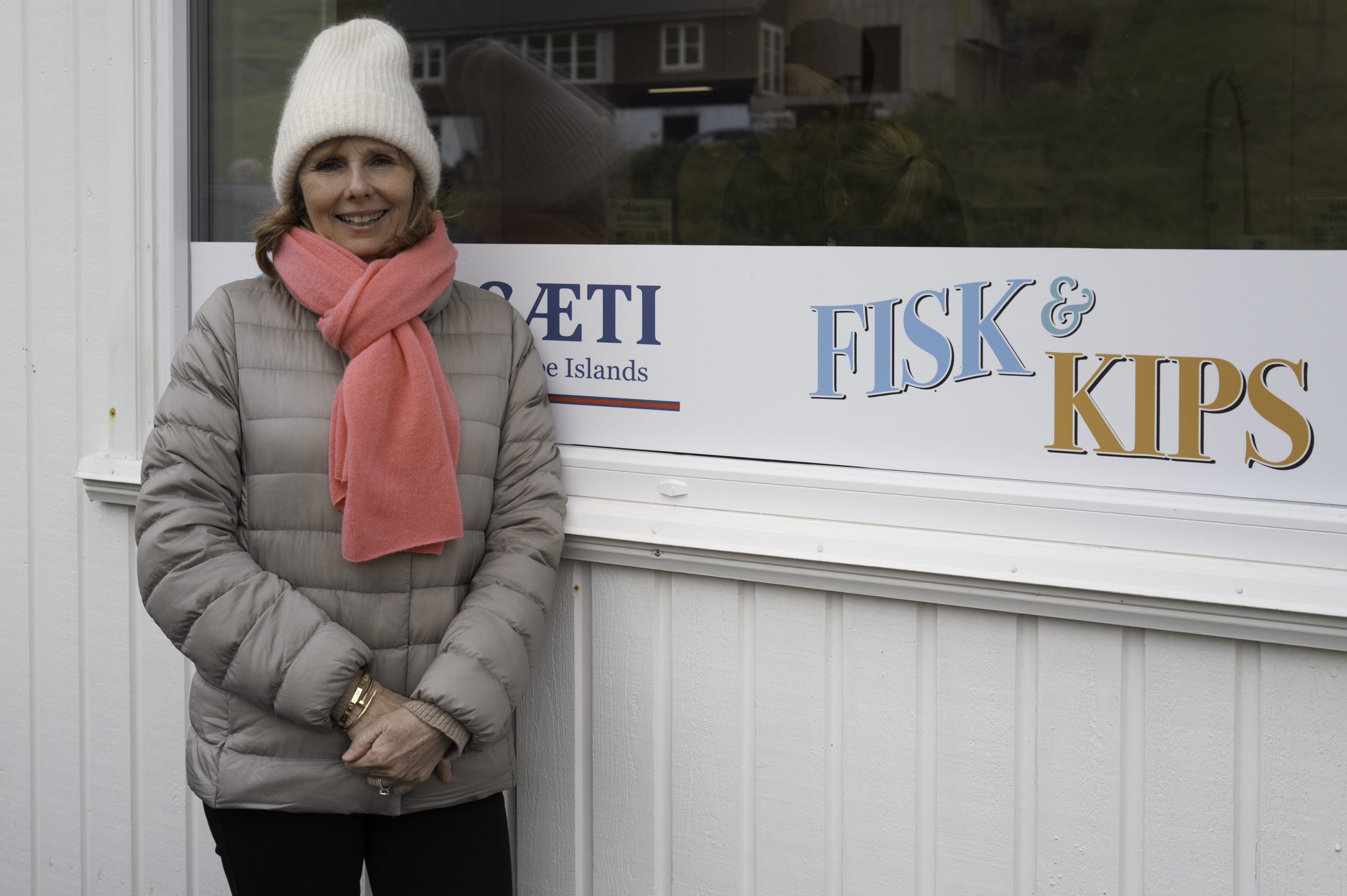 Andrea, at the "fisk and kips" shop.
