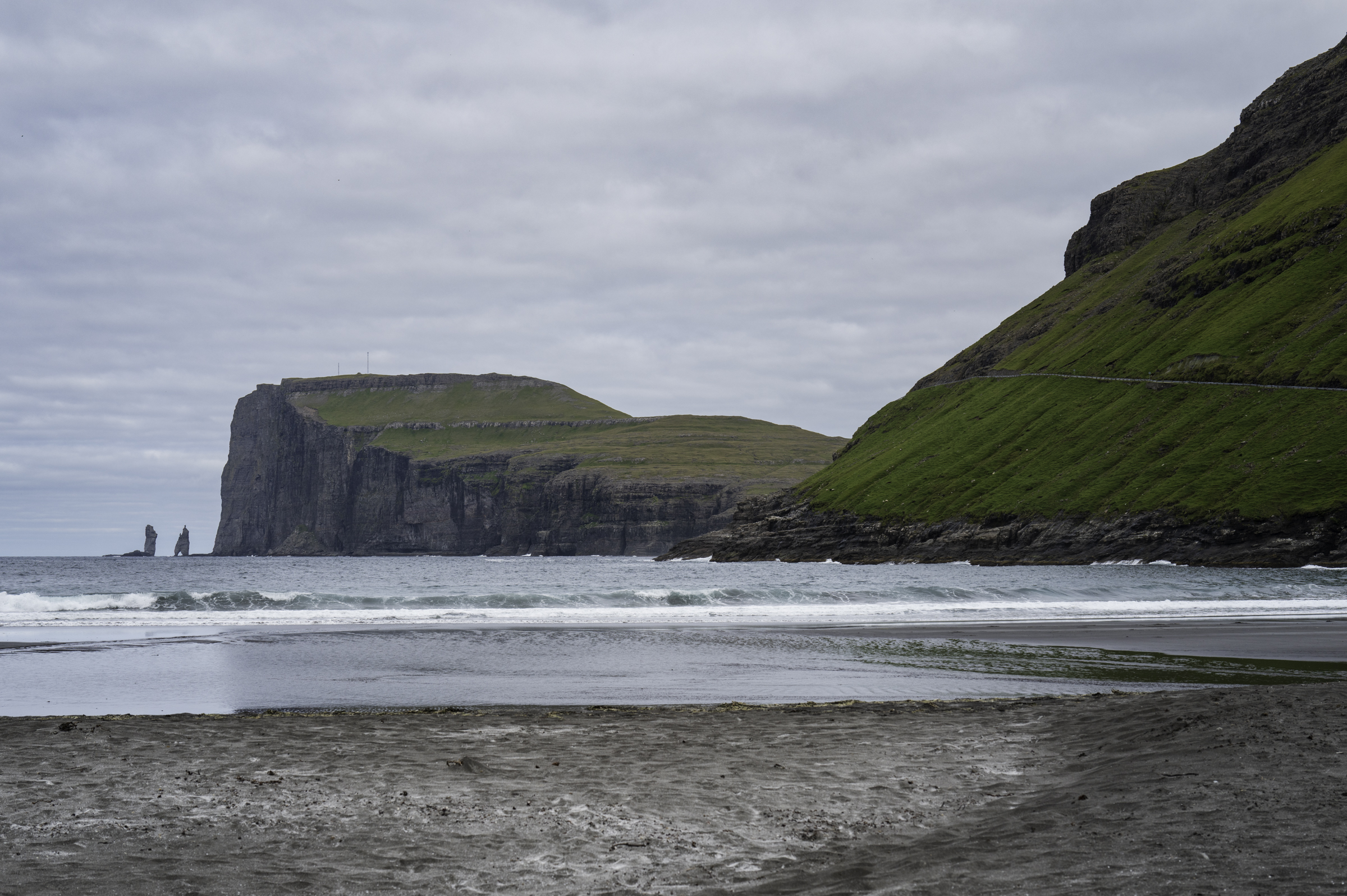 Black-sand beach in Tjørnuvík.